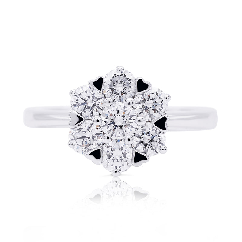 18 Carat White Gold Diamond Cluster Ring