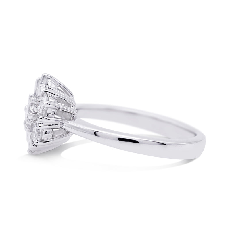 18 Carat White Gold Diamond Cluster Ring
