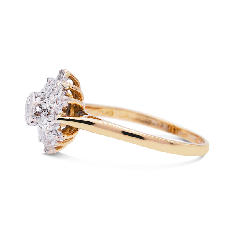 18 Carat Yellow Gold Diamond Cluster Ring