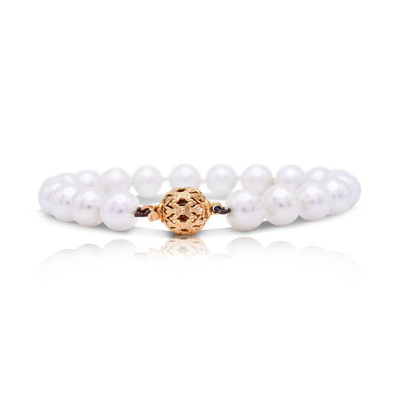 9 Carat Yellow Gold and Freshwater Pearl Bracelet
