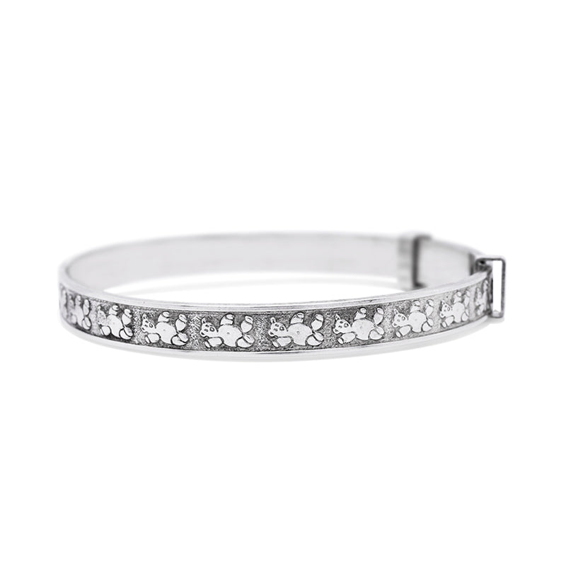 Silver Teddy Bear Baby Bangle