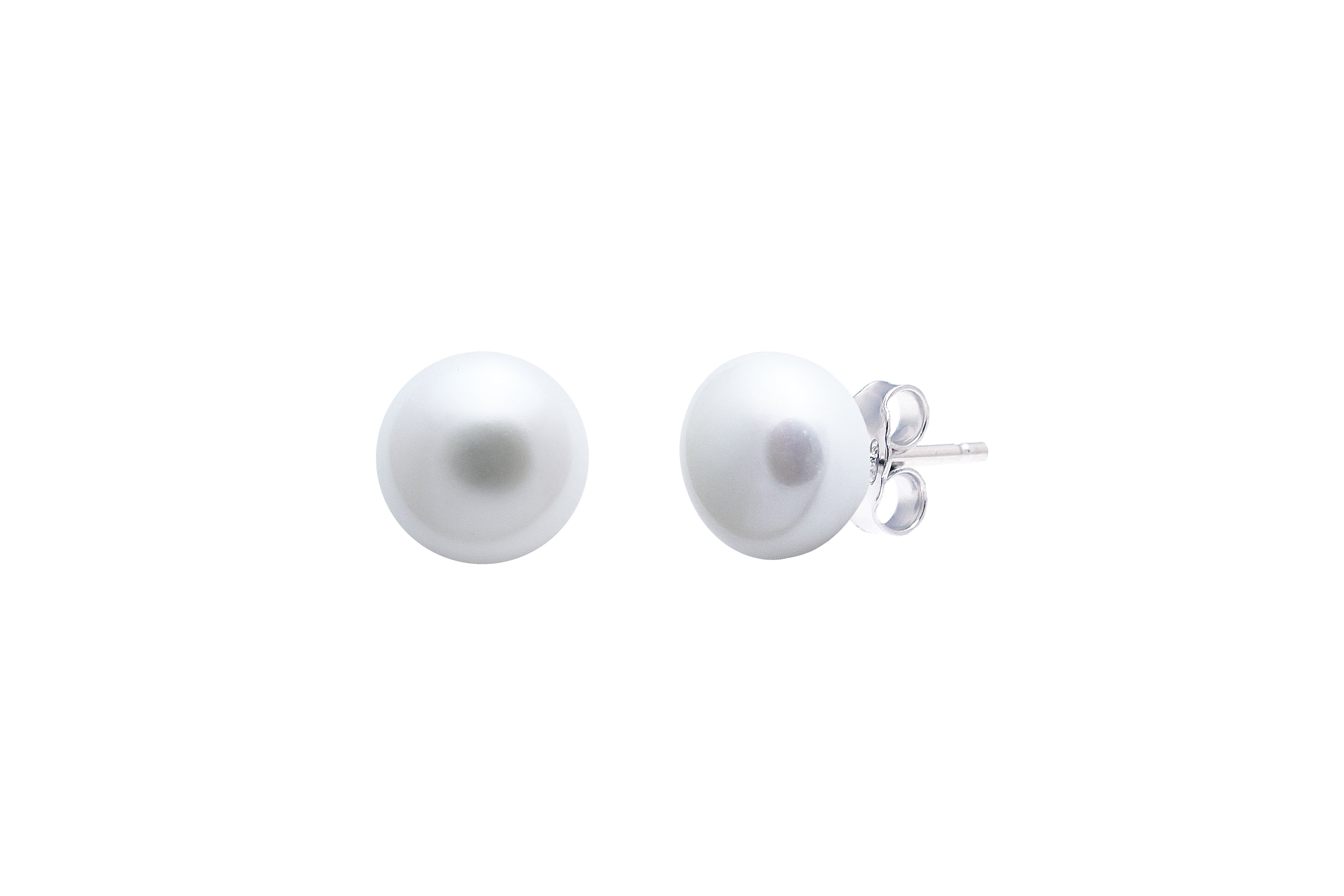 Sterling Silver 6mm Button shape Freshwater Pearl Stud Earrings