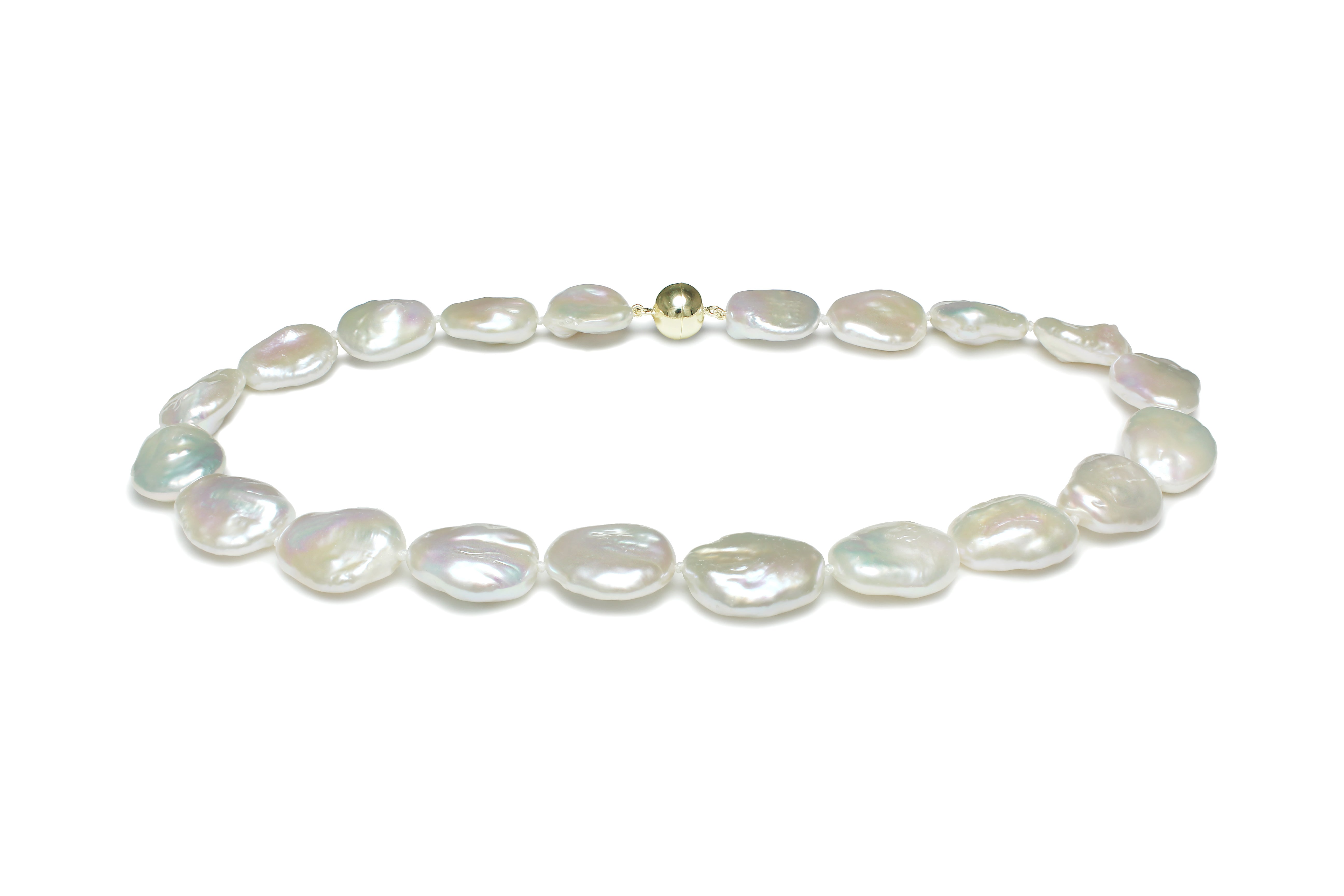 9ct gold Baroque Coin Freshwater pearl strung Necklace