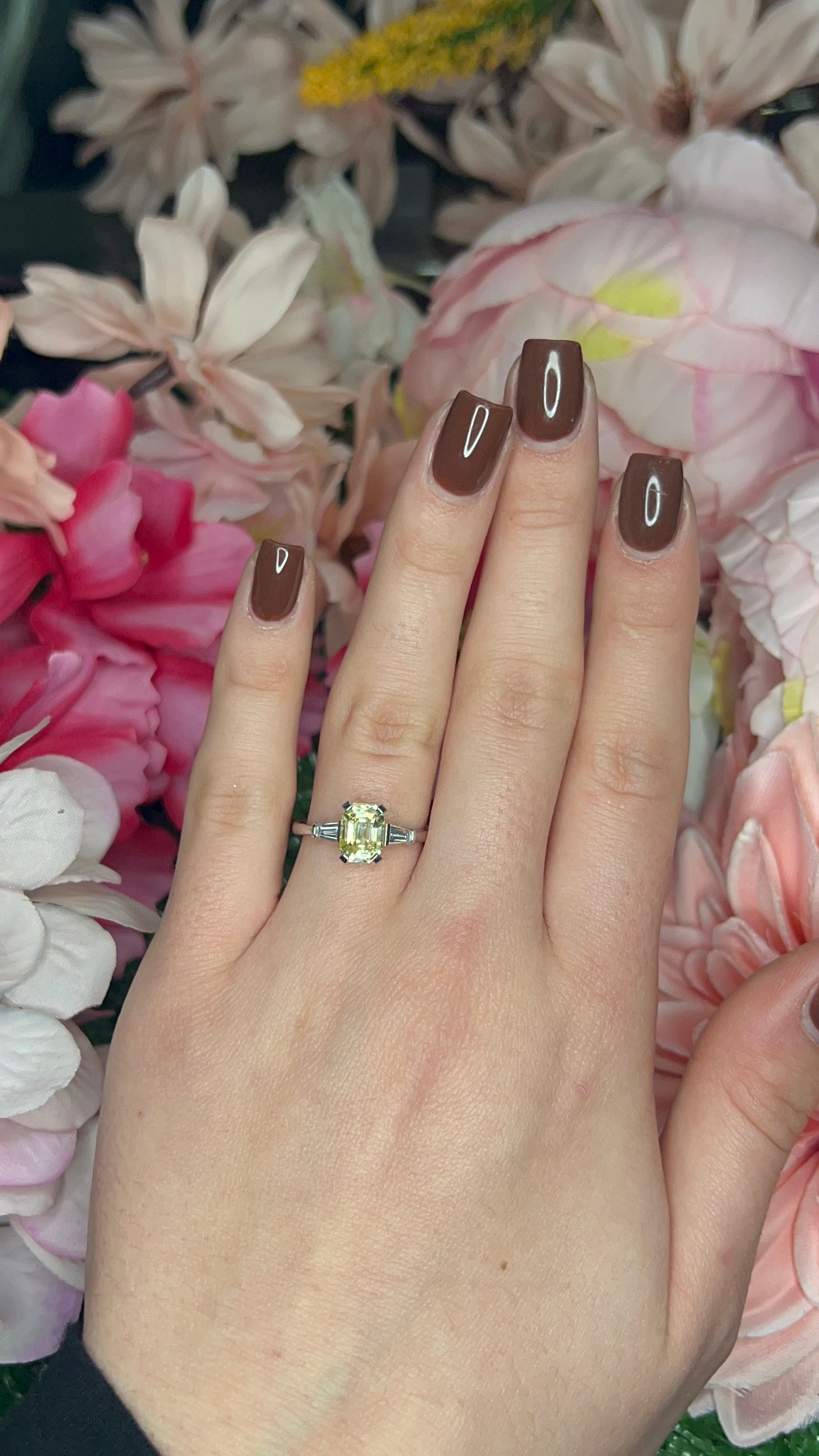 Platinum Yellow Sapphire and Diamond Ring