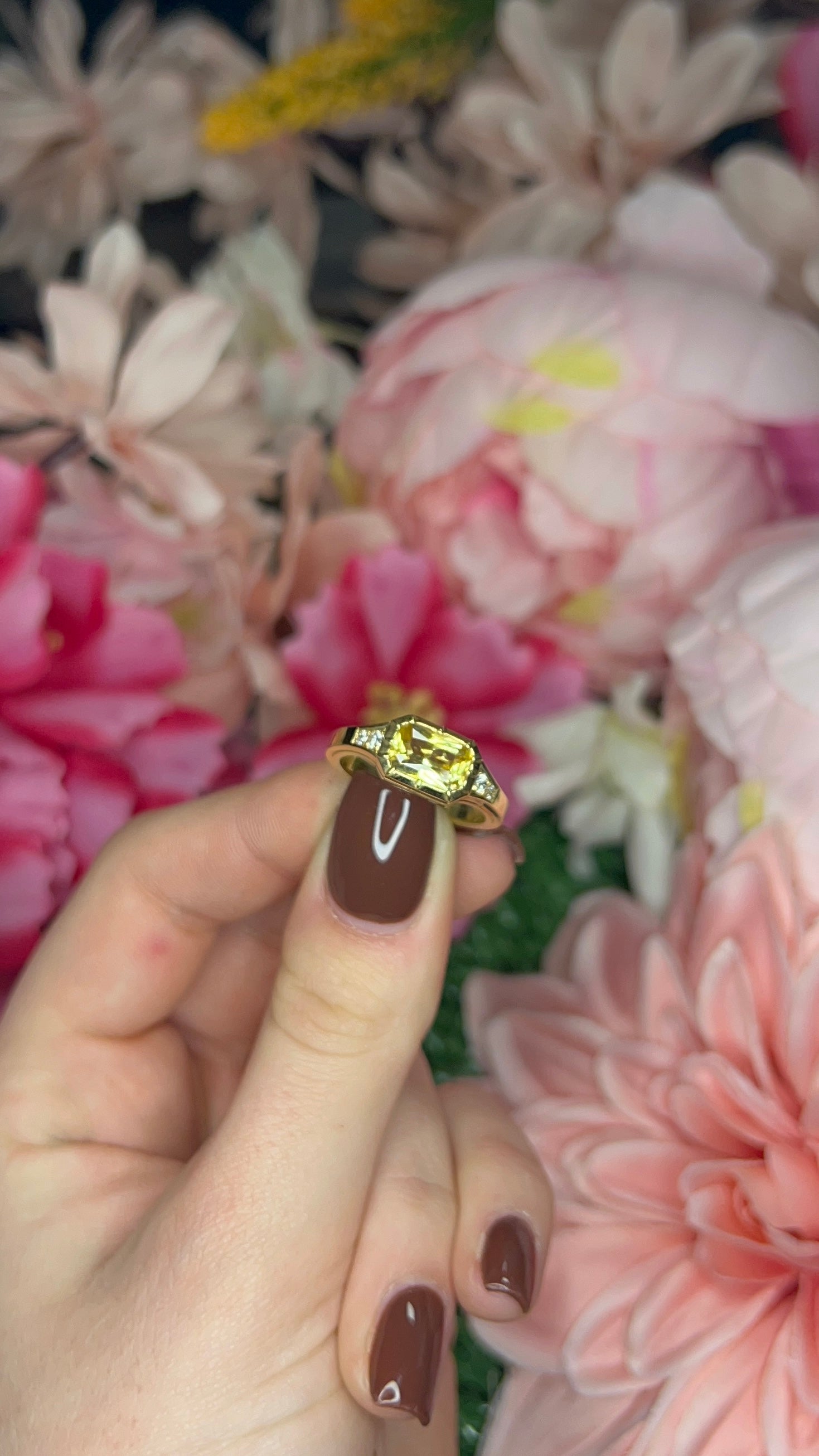 18 Carat Yellow Gold Yellow Sapphire and Diamond Ring