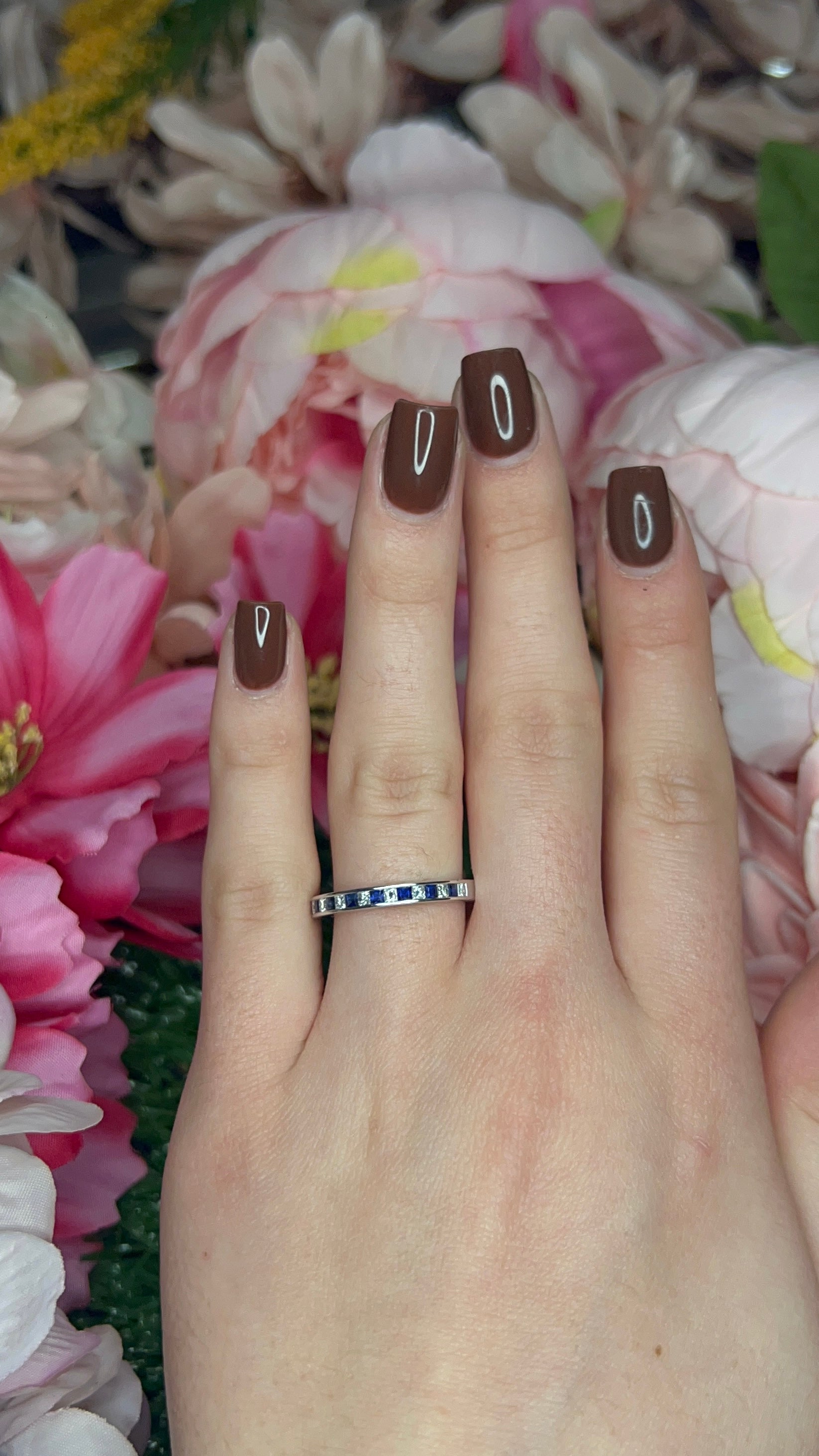 18 Carat White Gold Sapphire and Diamond Half Eternity Ring