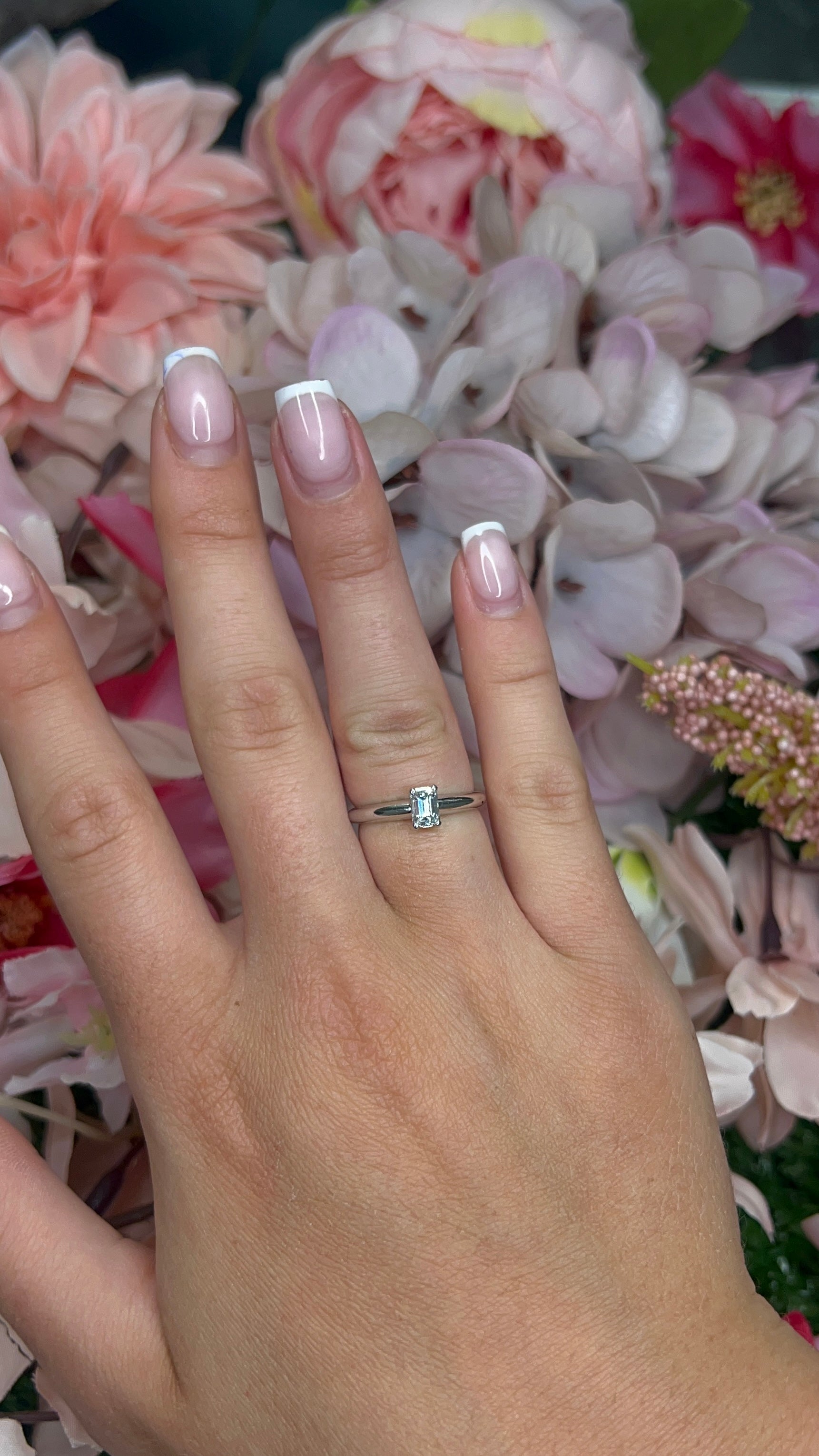 18 Carat White Gold Emerald Cut Diamond Solitaire Ring