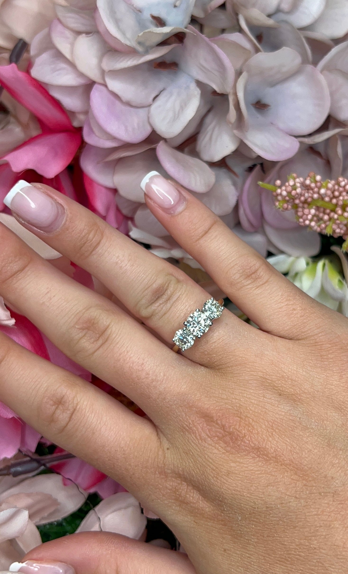 18 Carat Yellow Gold Three Stone Diamond Ring, 2.06ct