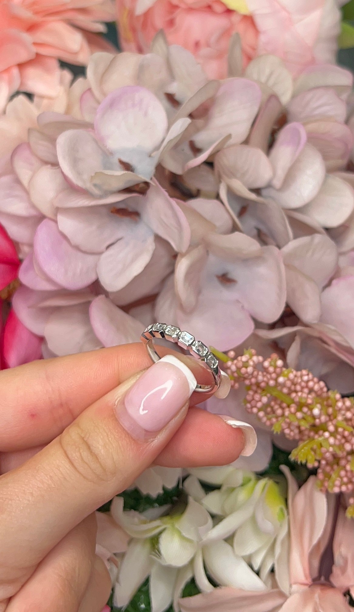 18 Carat White Gold Emerald Cut Diamond Ring