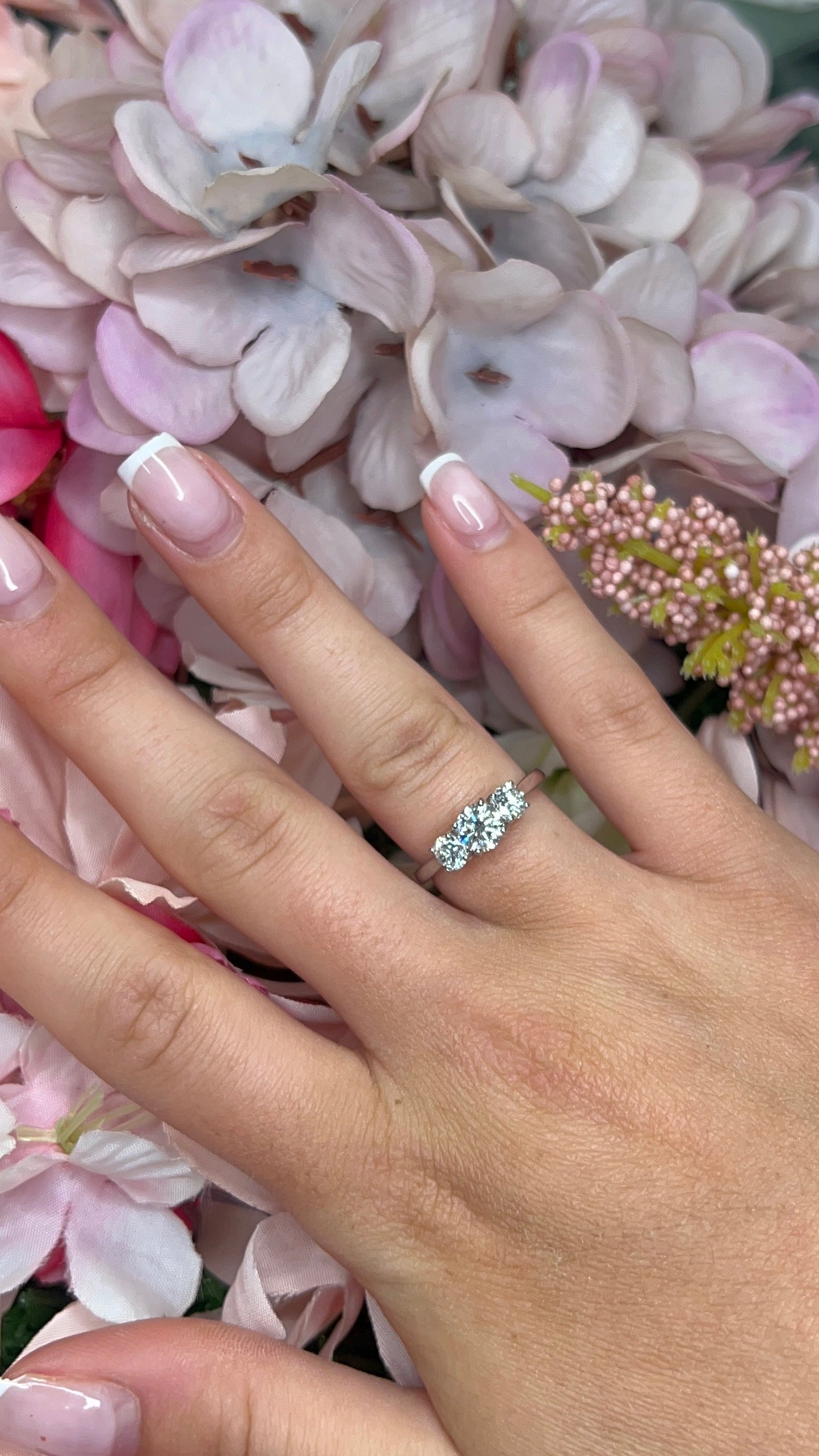 Platinum Three Stone Diamond Ring, 1.31ct Total