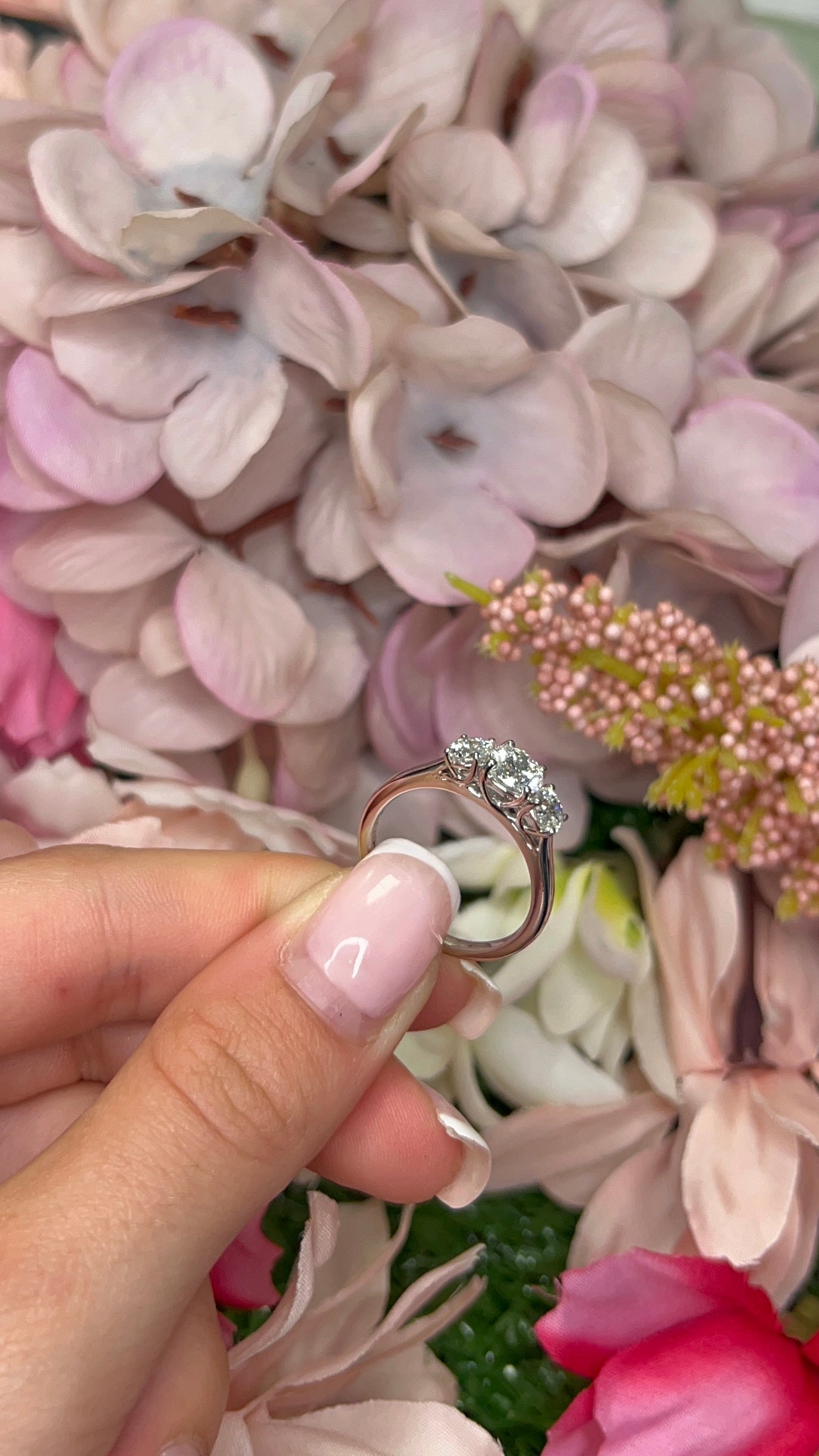 Platinum Three Stone Diamond Ring, 1.31ct Total