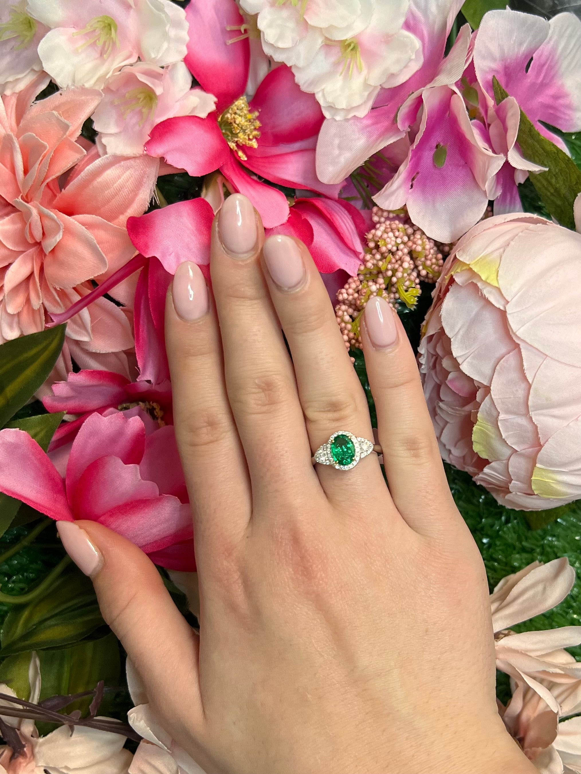 18 Carat White & Yellow Gold Emerald and Diamond Dress Ring