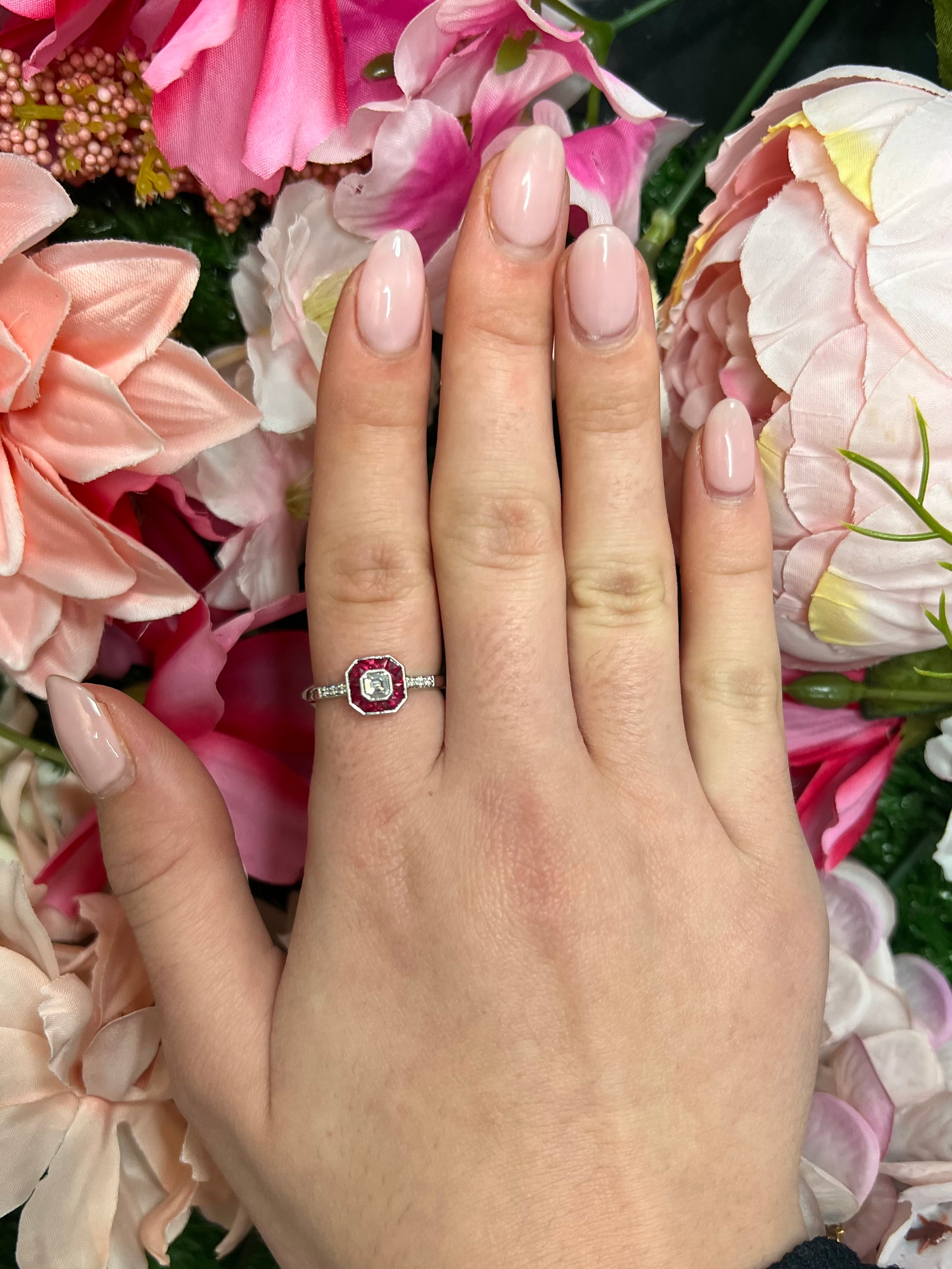 18 Carat White Gold Ruby & Diamond Dress Ring