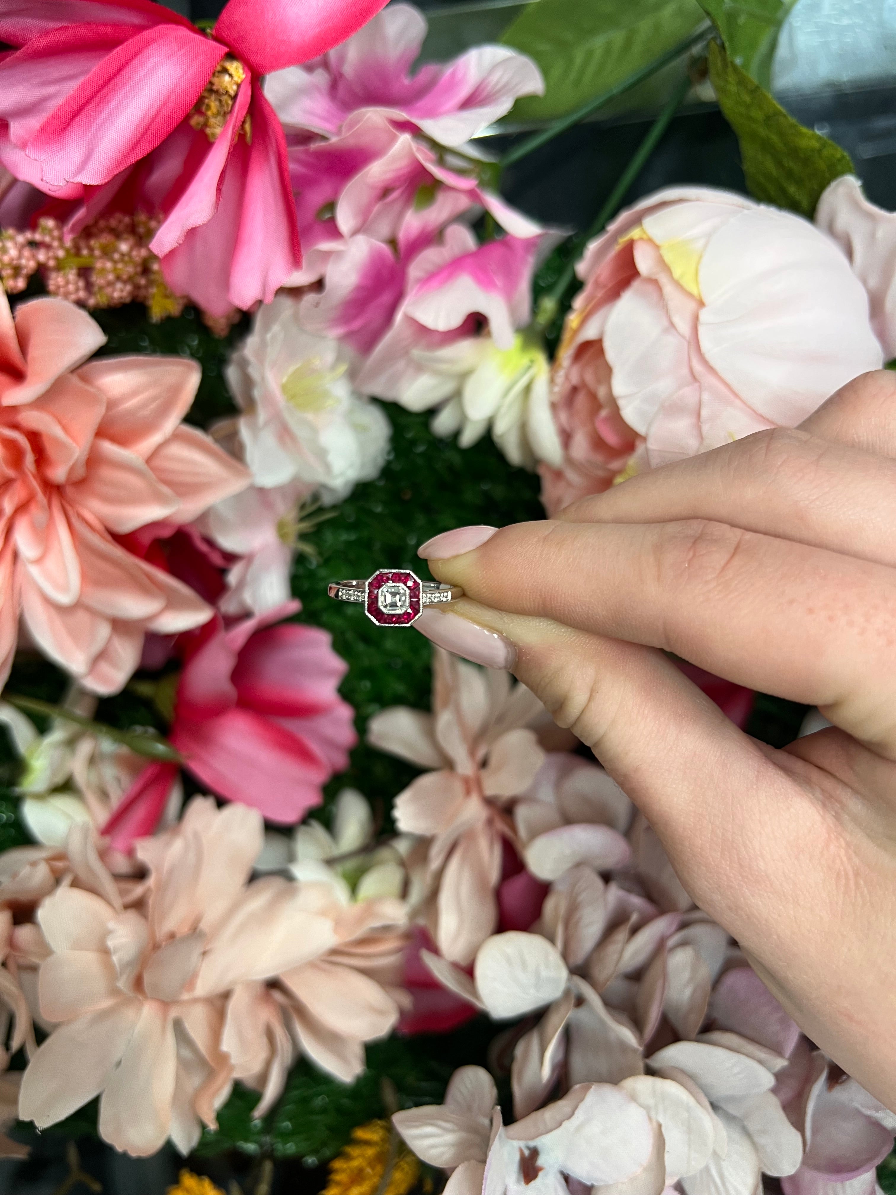 18 Carat White Gold Ruby & Diamond Dress Ring