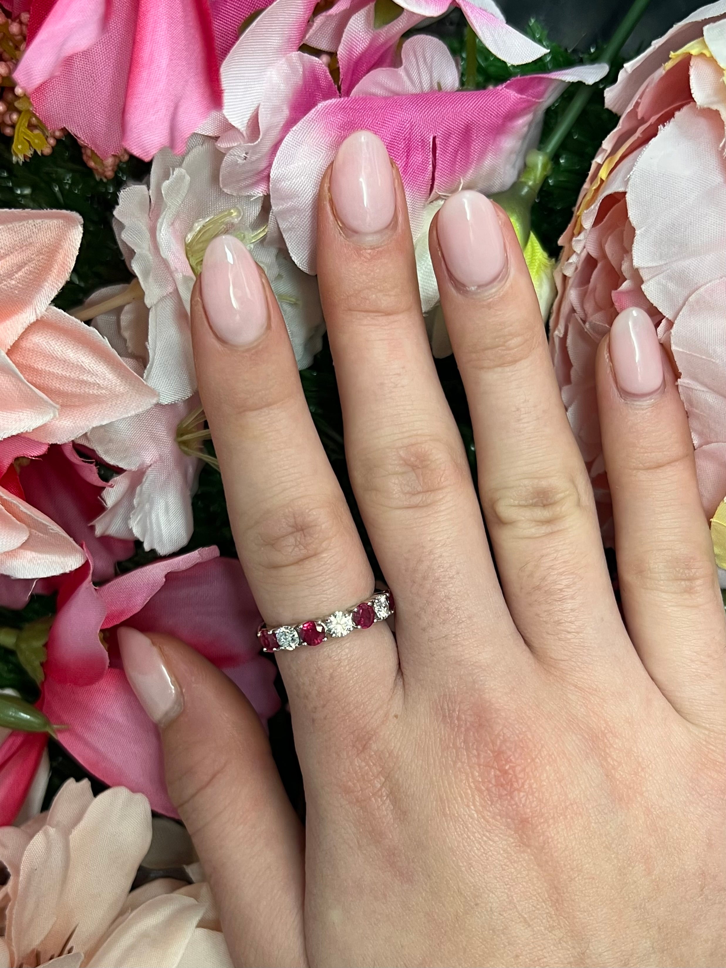 18 Carat Yellow Gold Ruby & Diamond Half Eternity Ring