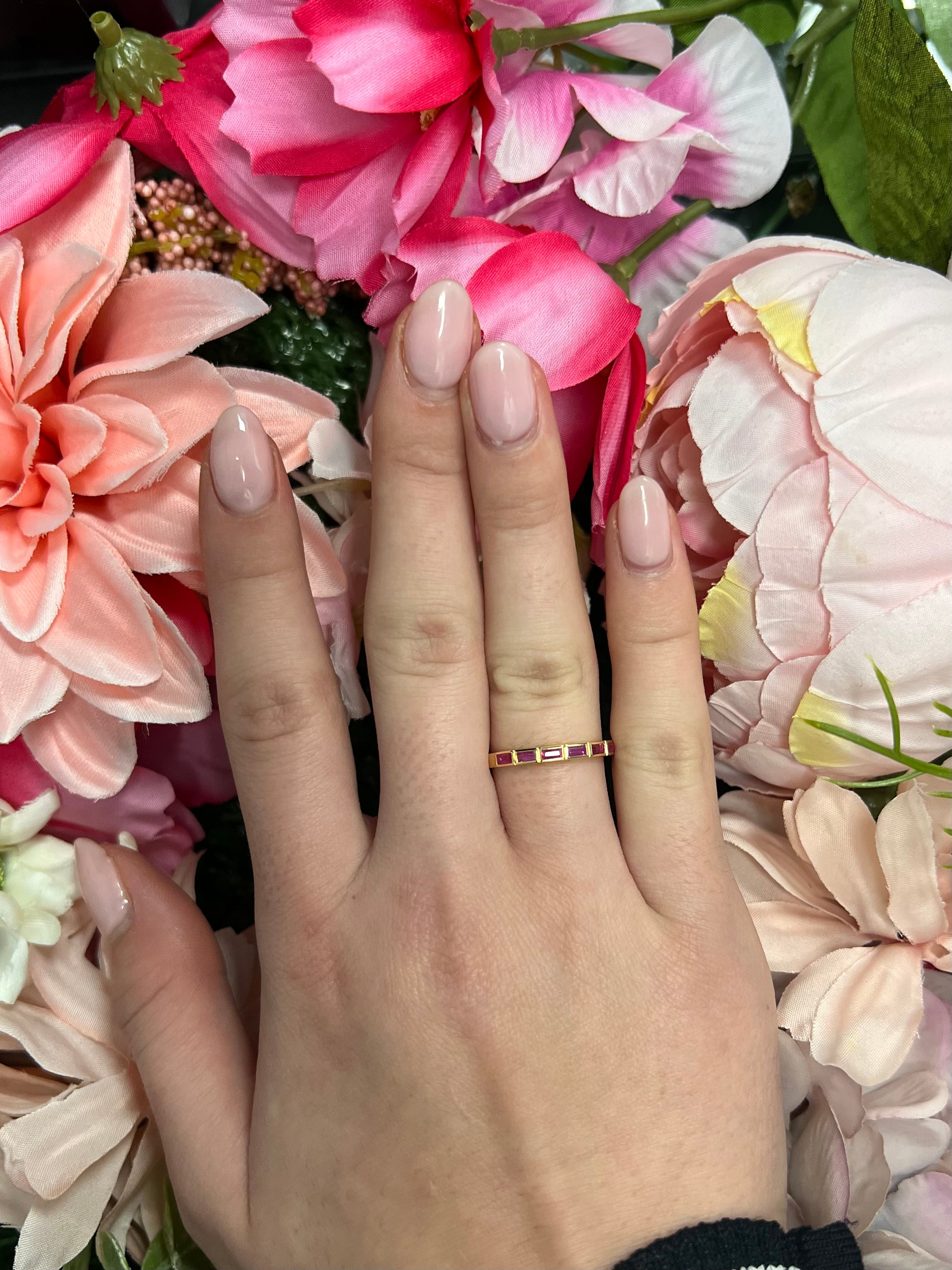 18 Carat Yellow Gold Ruby Half Eternity Ring