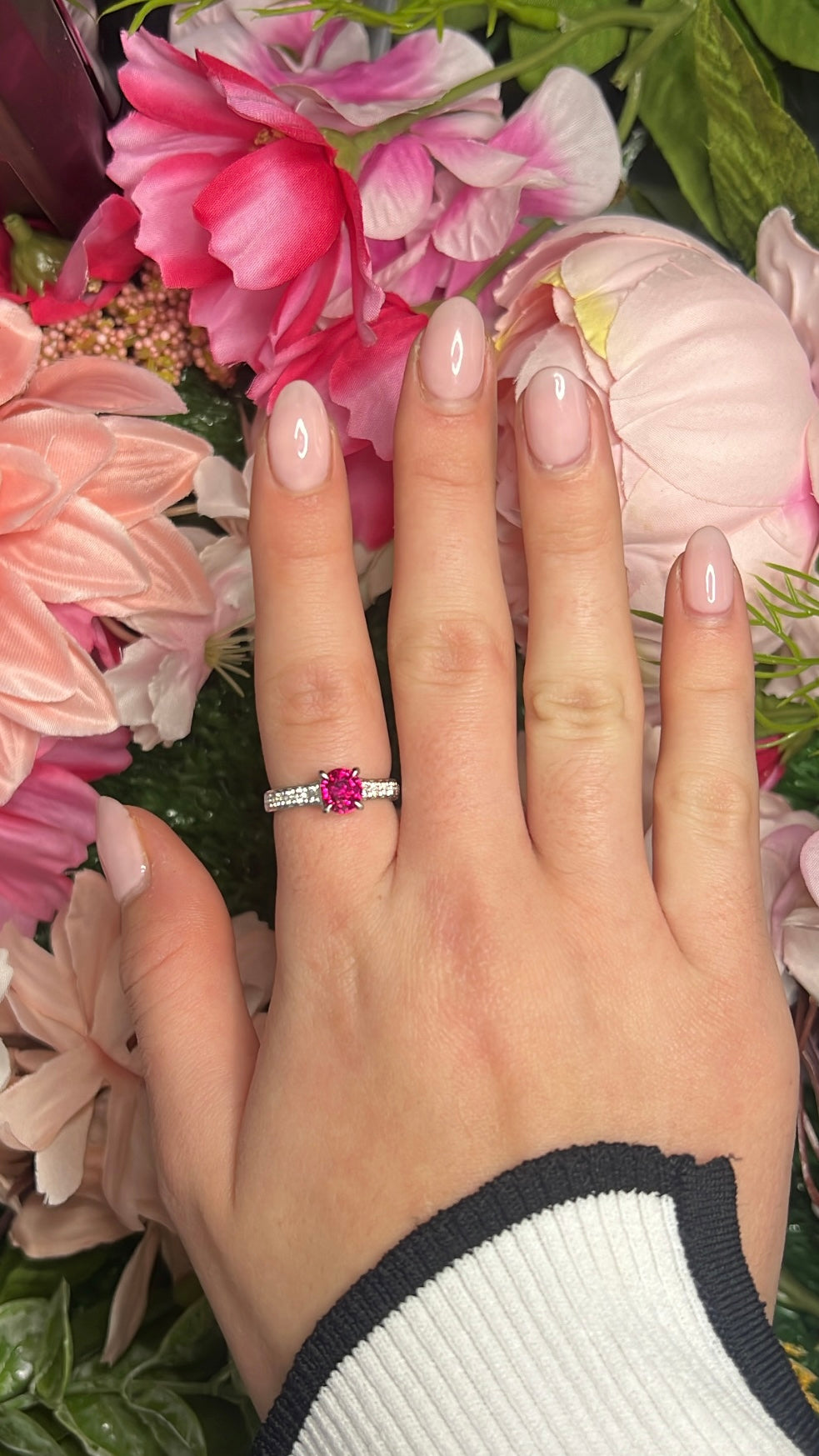 Platinum Ruby and Diamond Ring