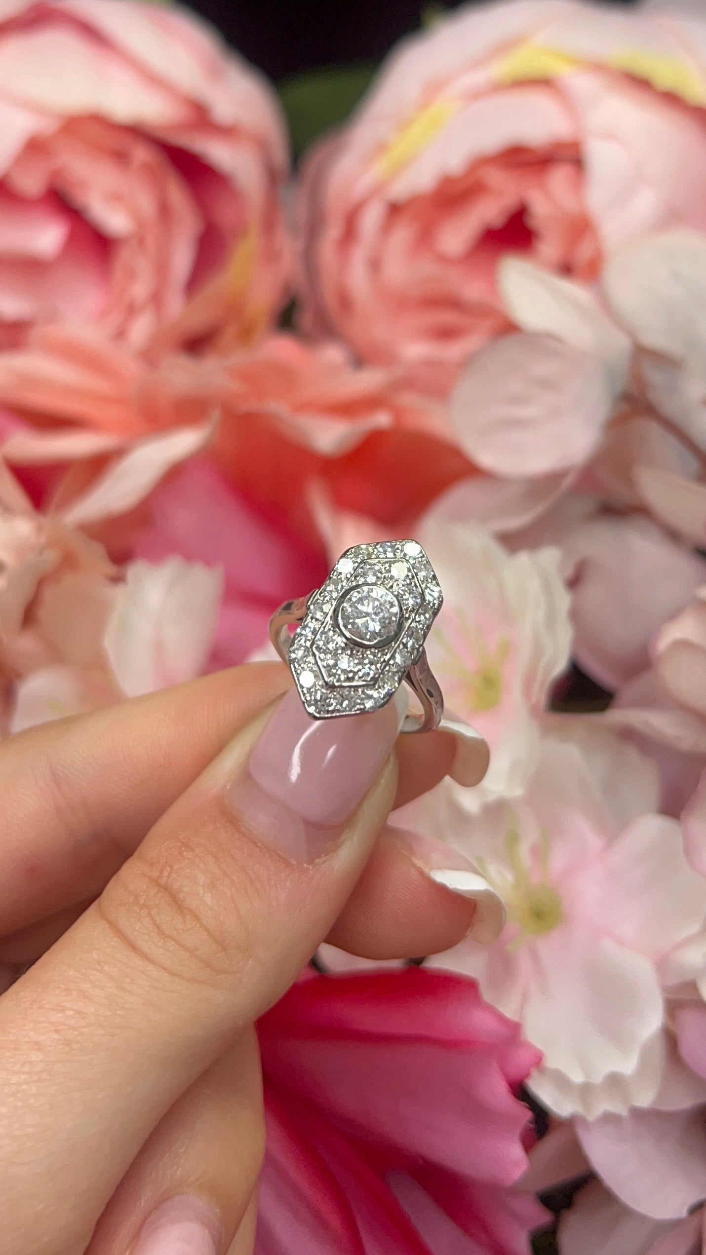 Platinum Art Deco Diamond Cocktail Ring