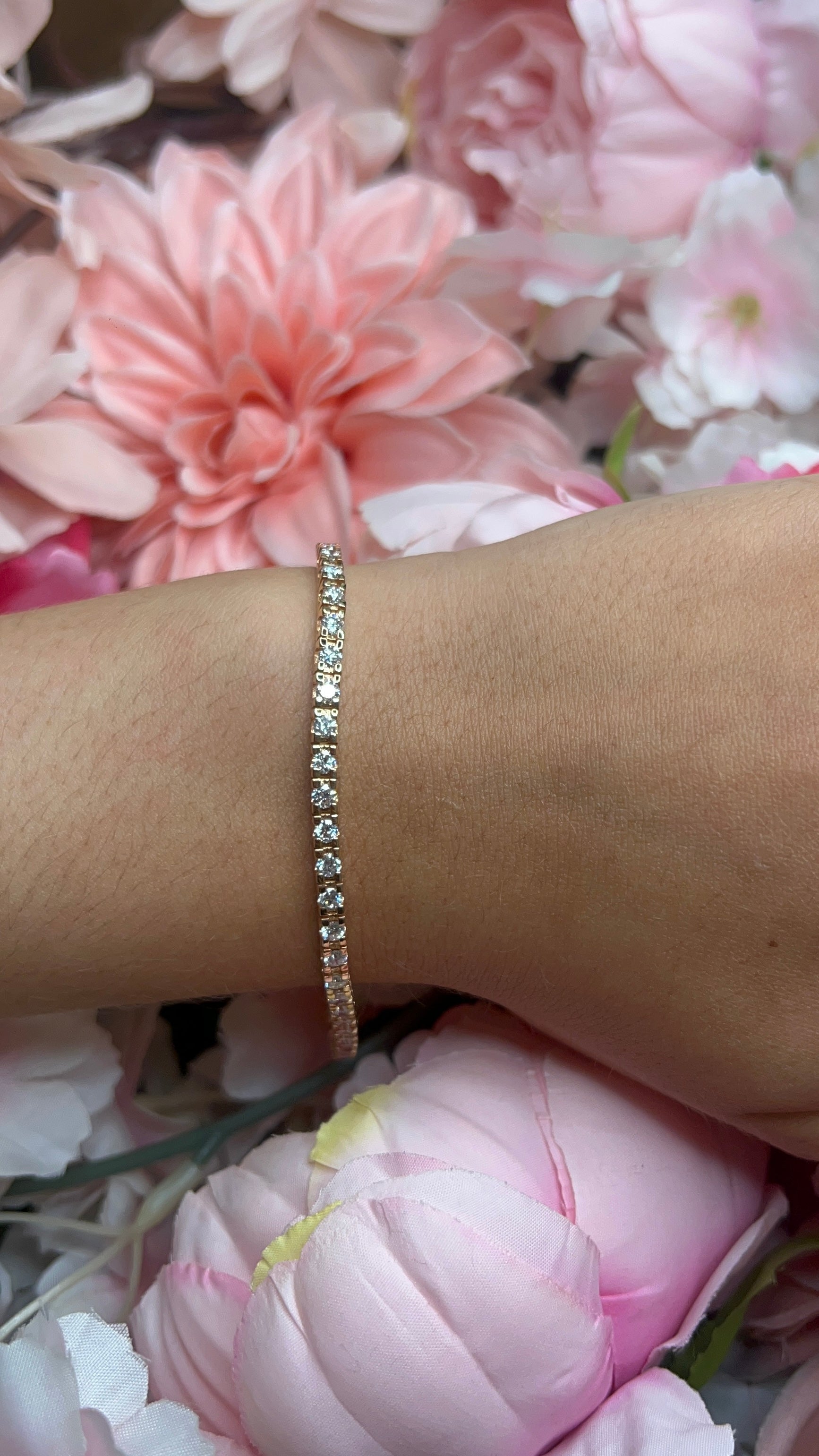 18 Carat Rose Gold Diamond Line Bracelet