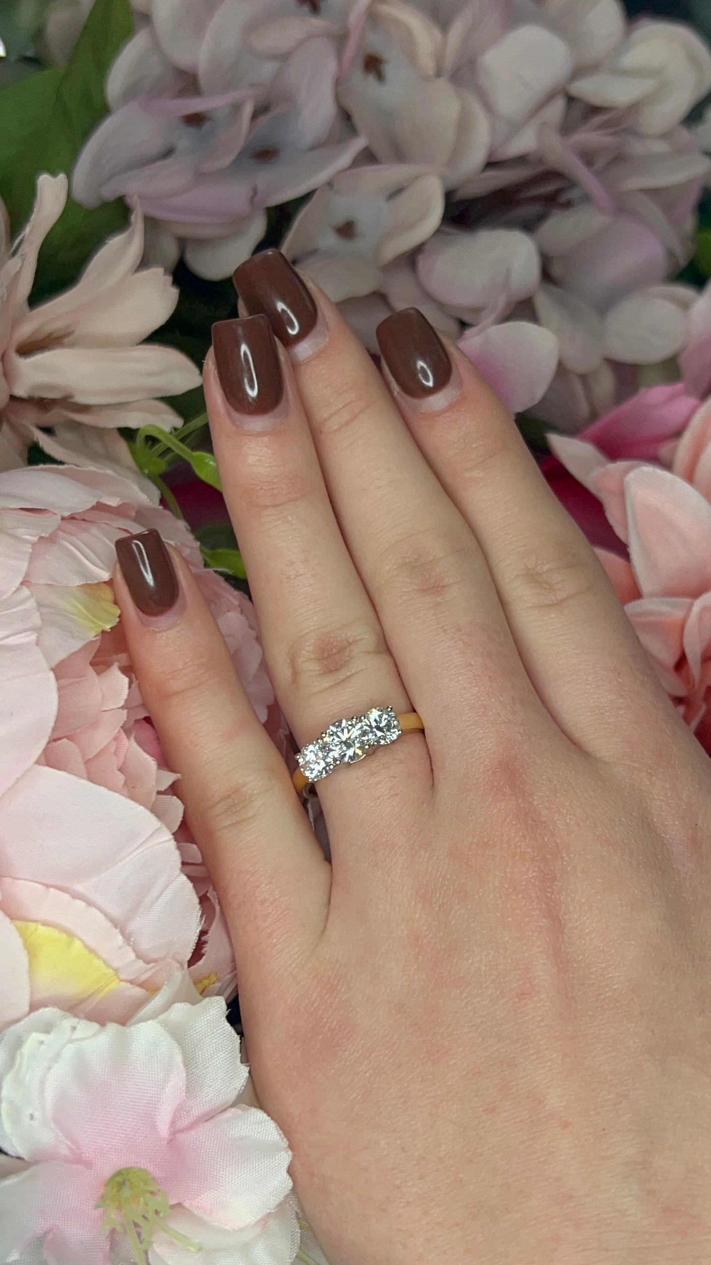 18 Carat Yellow Gold Laboratory Grown Trilogy Diamond Ring