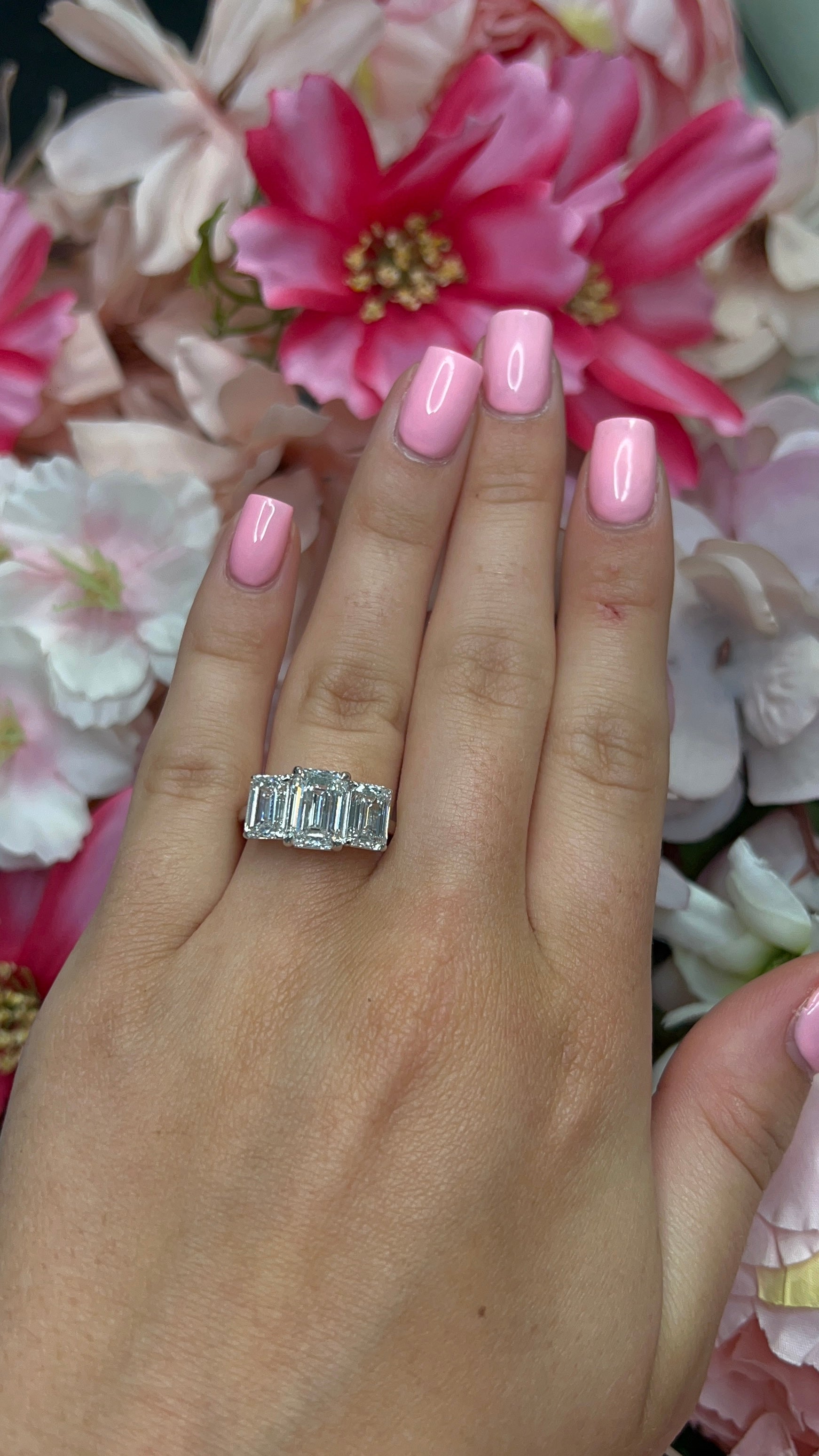 18 Carat White Gold Three Stone Laboratory Grown Diamond Ring