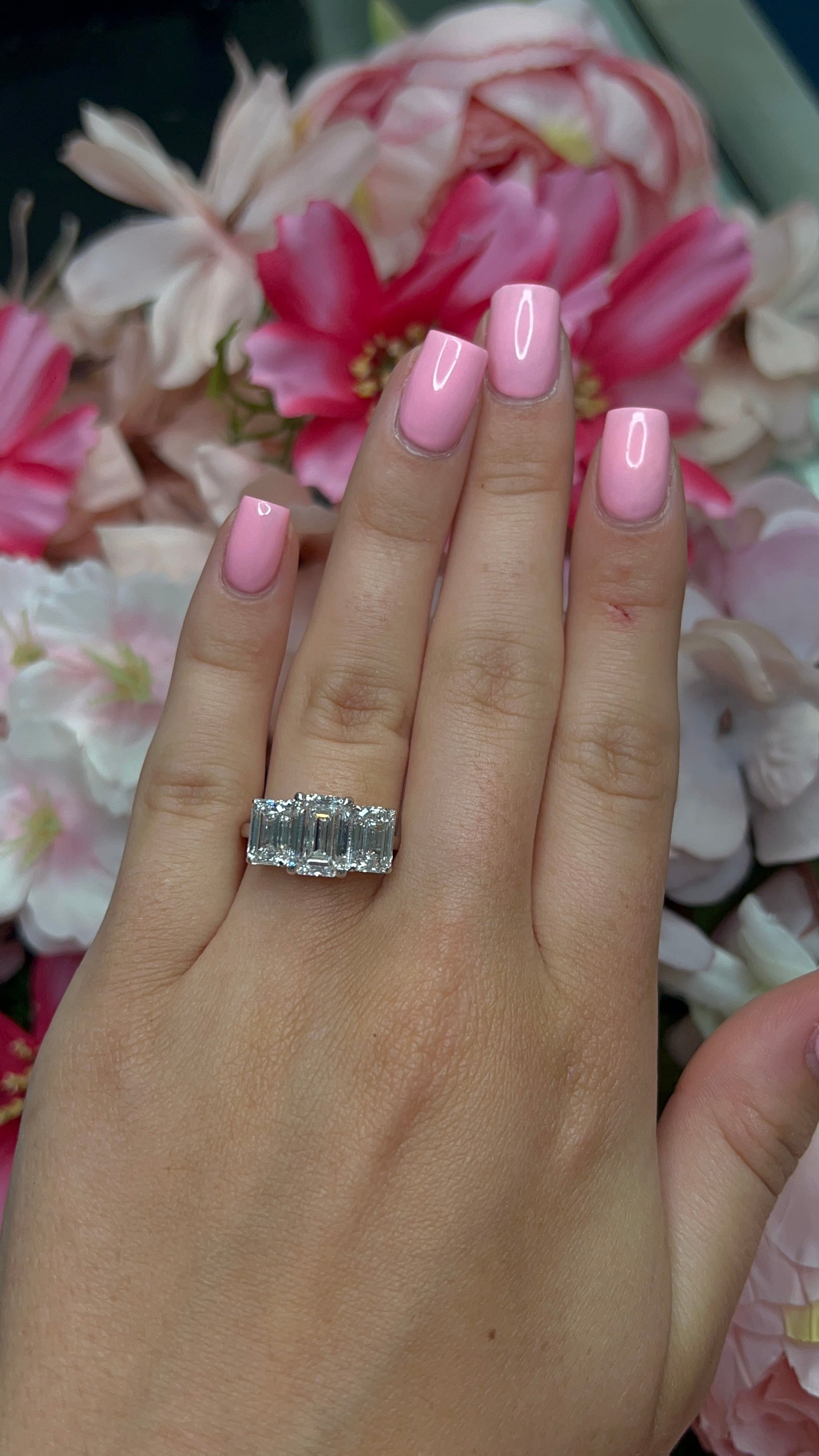 18 Carat White Gold Three Stone Laboratory Grown Diamond Ring