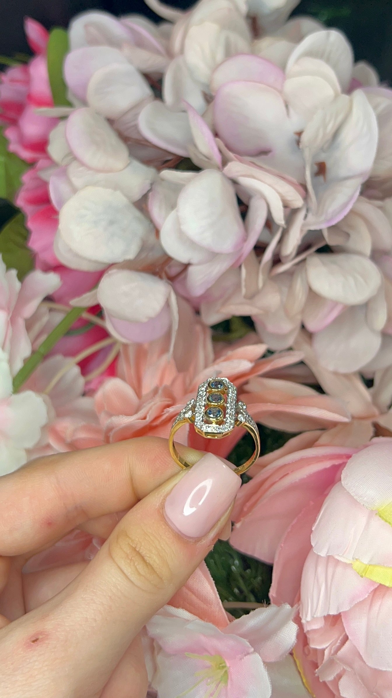 18 Carat Yellow Gold Sapphire and Diamond Dress Ring