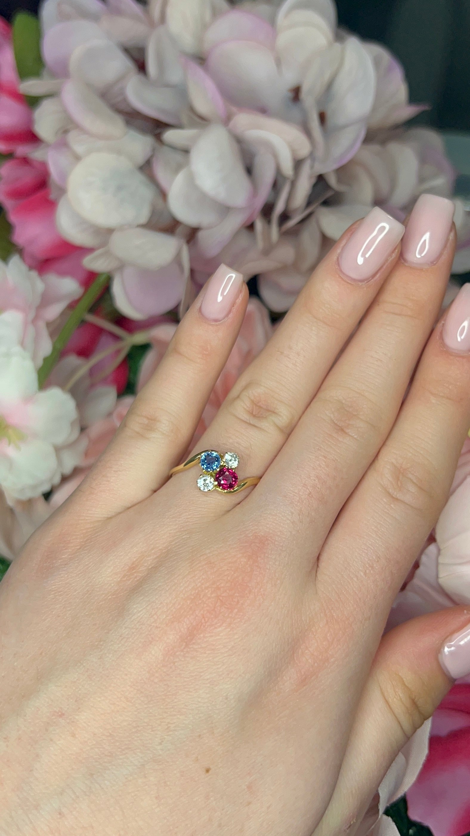 18 Carat Yellow Gold Ruby, Sapphire and Diamond Ring