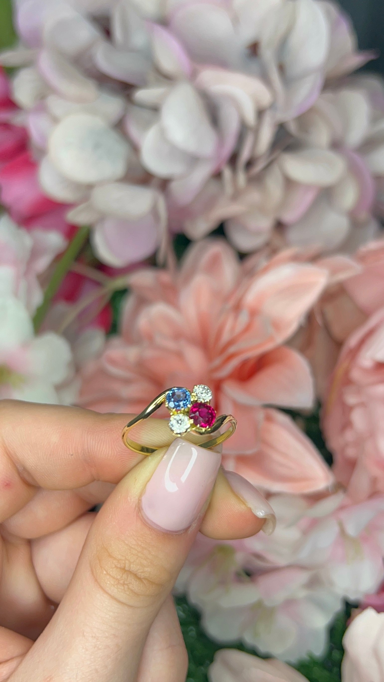 18 Carat Yellow Gold Ruby, Sapphire and Diamond Ring