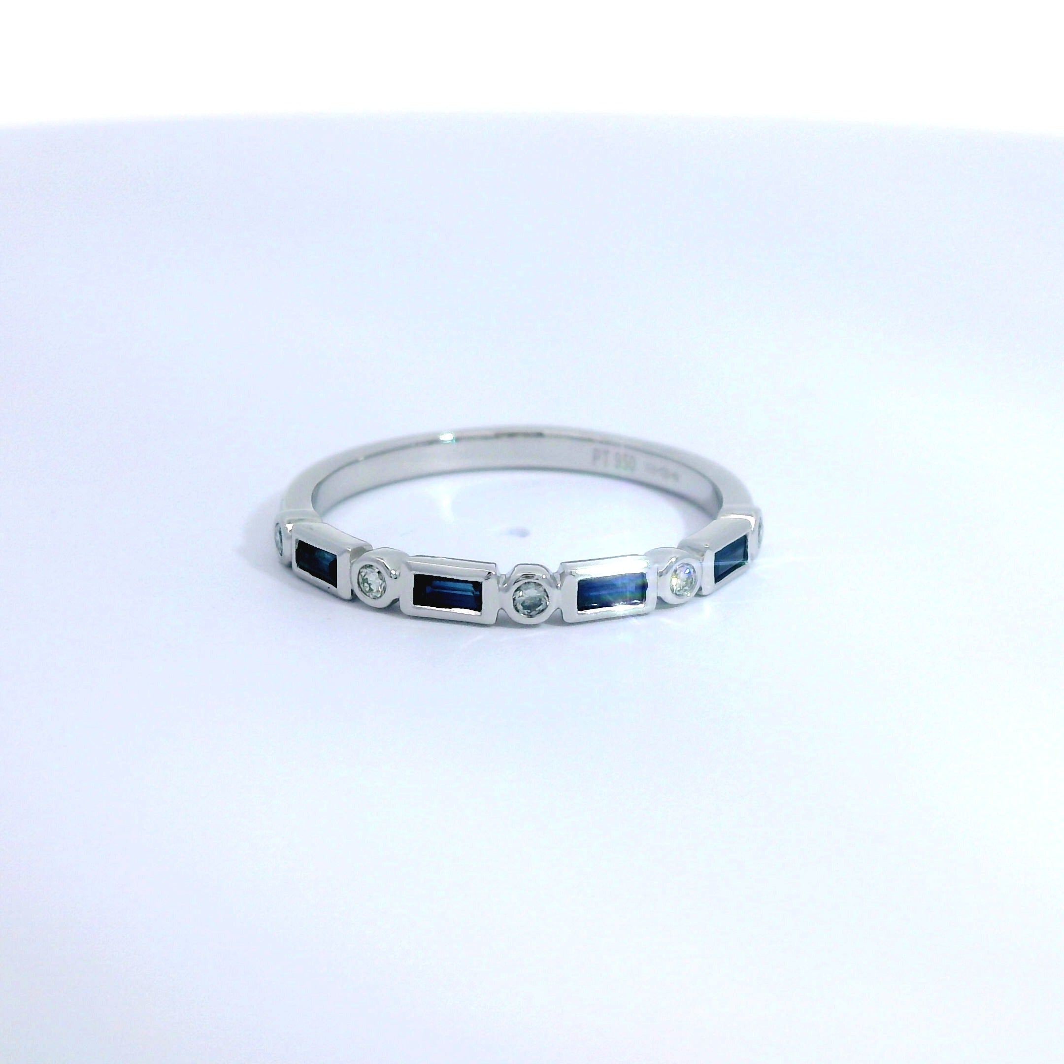 Platinum Sapphire and Diamond Half Eternity Ring