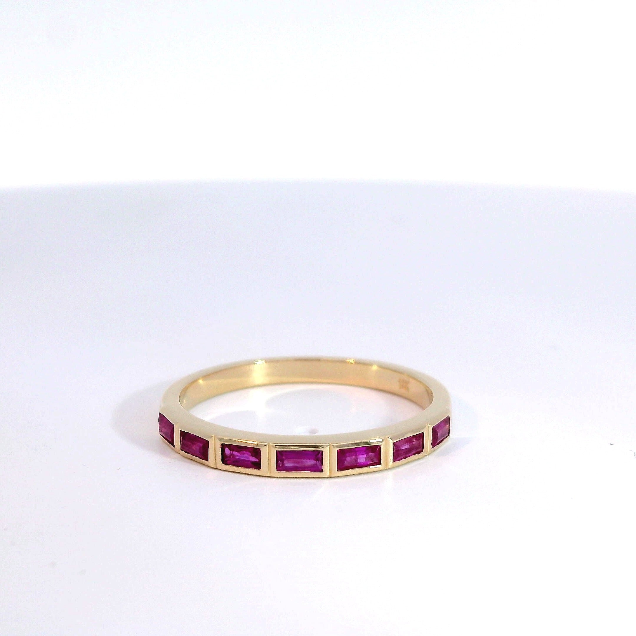 18 Carat Yellow Gold Ruby Half Eternity Ring
