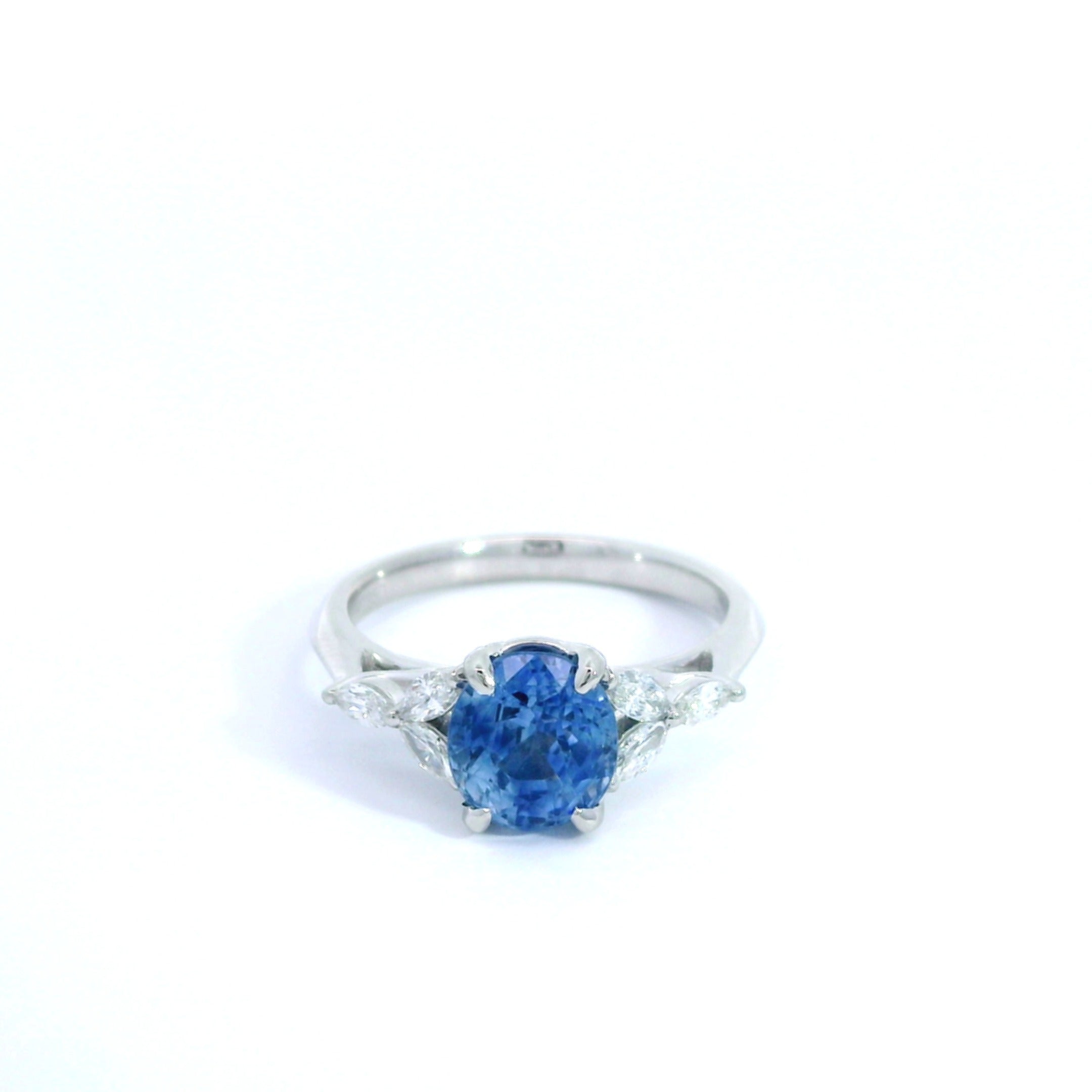 Platinum Sapphire and Diamond Ring