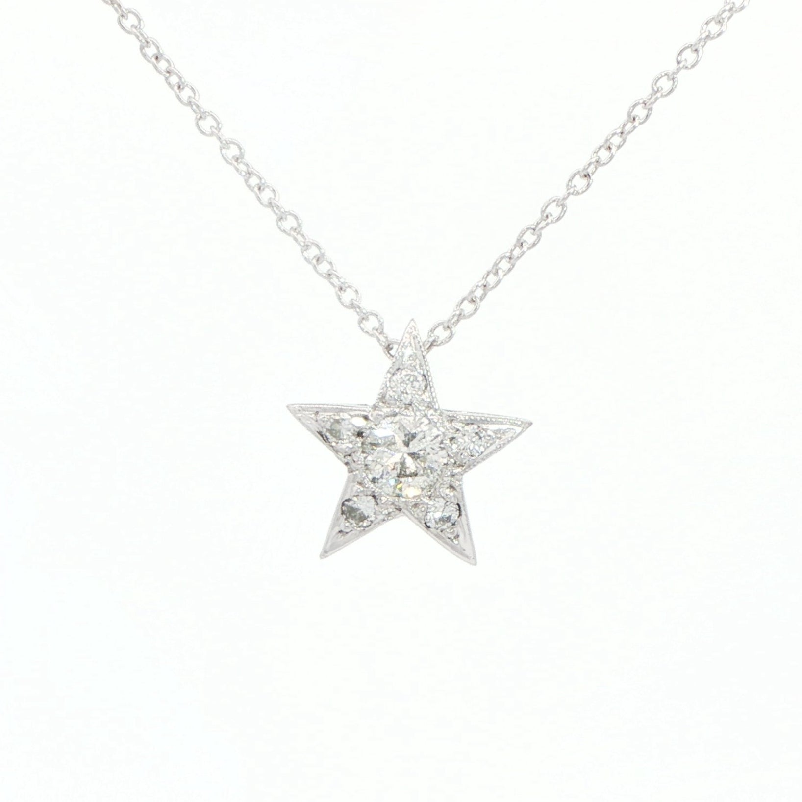 18 Carat White Gold Diamond Star Pendant on Chain