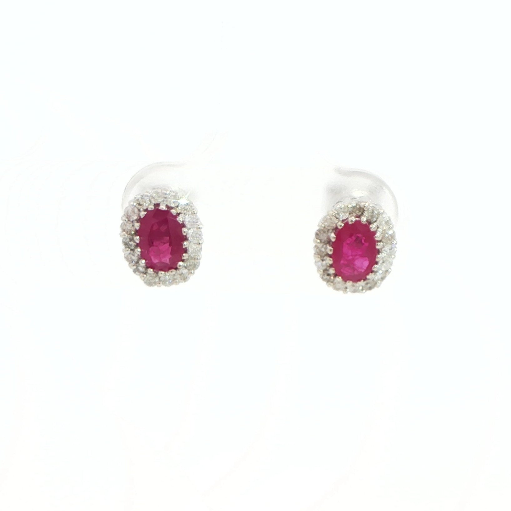 18 Carat White Gold Ruby and Diamond Stud Earrings