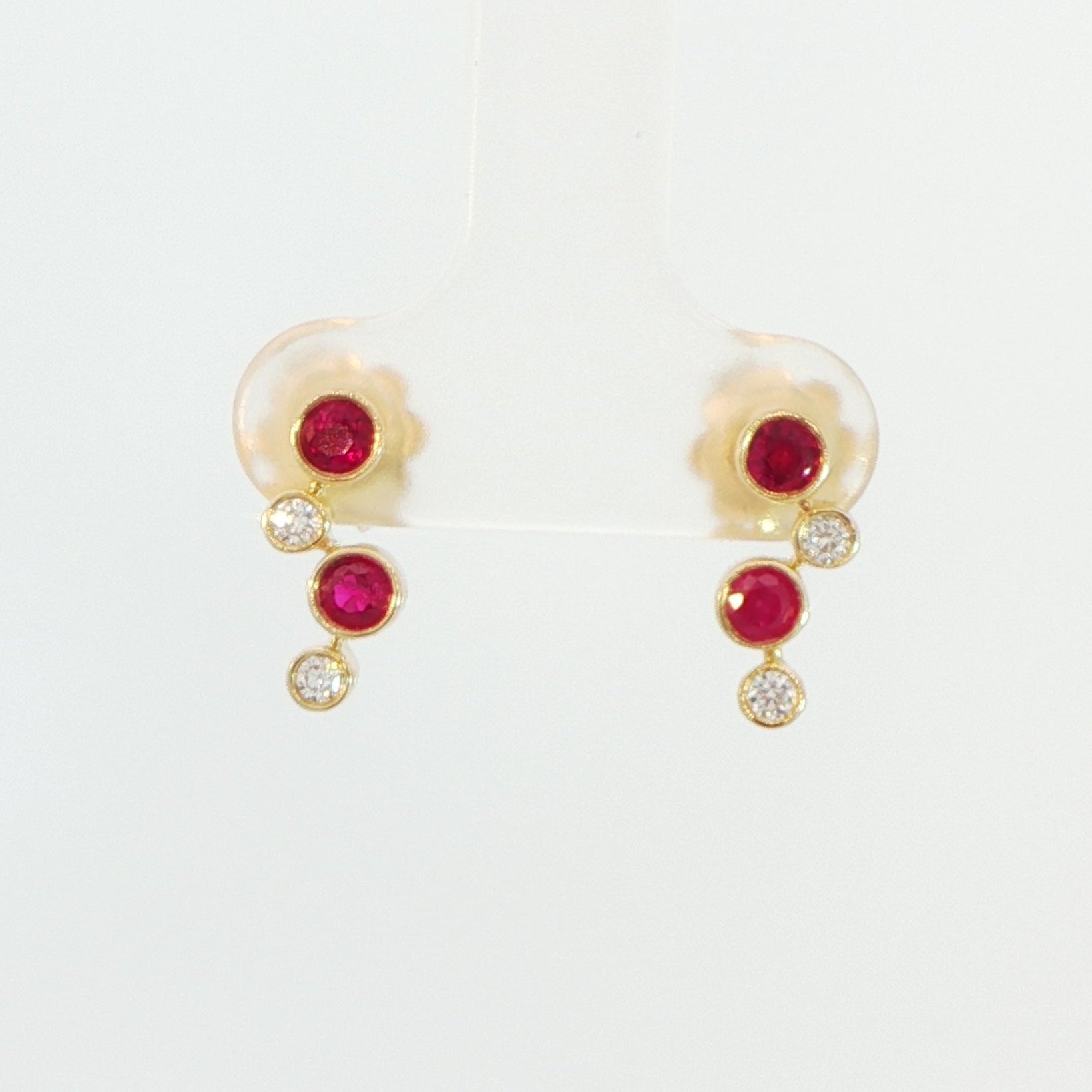18 Carat Yellow Gold Ruby and Diamond Earrings