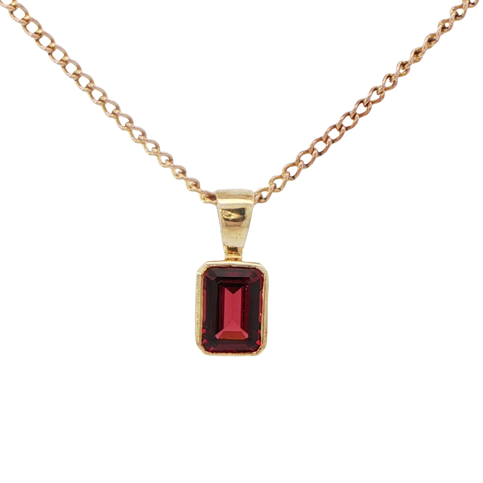 9 Carat Yellow Gold Garnet Pendant on Chain