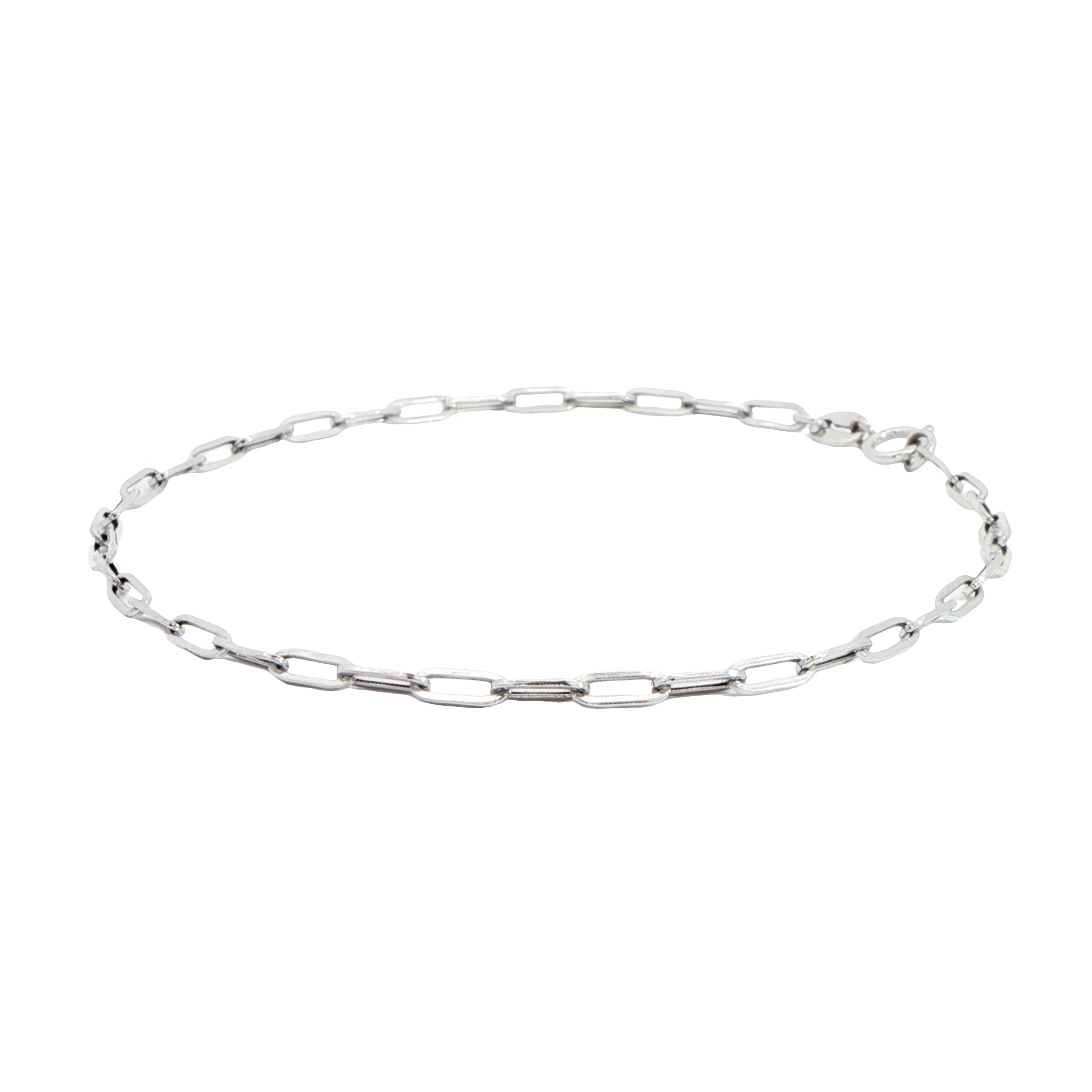9 Carat White Gold Paper Chain Link Bracelet
