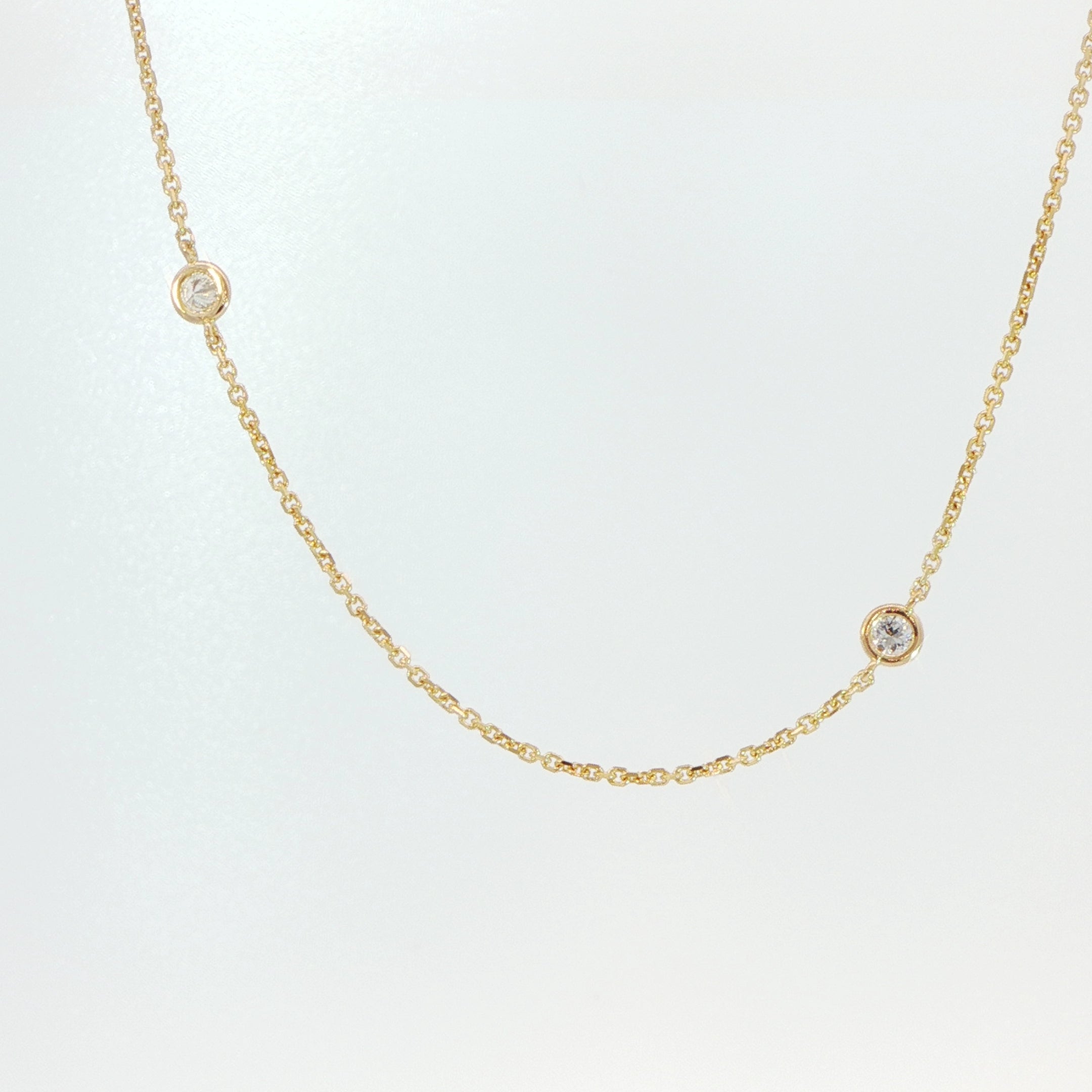 18 Carat Yellow Gold Diamond Line Necklace