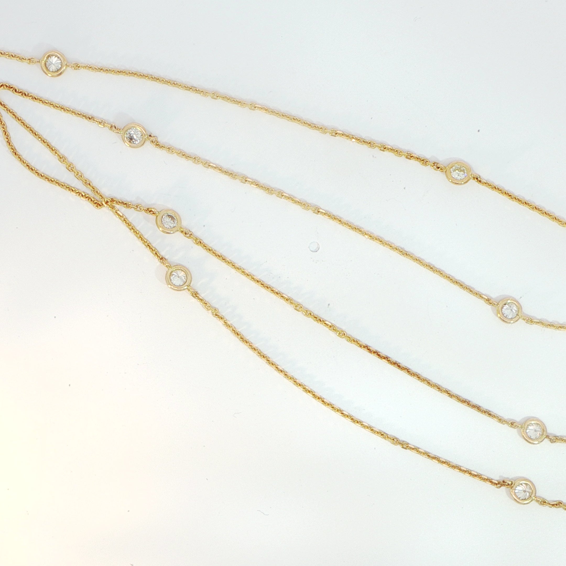 18 Carat Yellow Gold Diamond Line Necklace