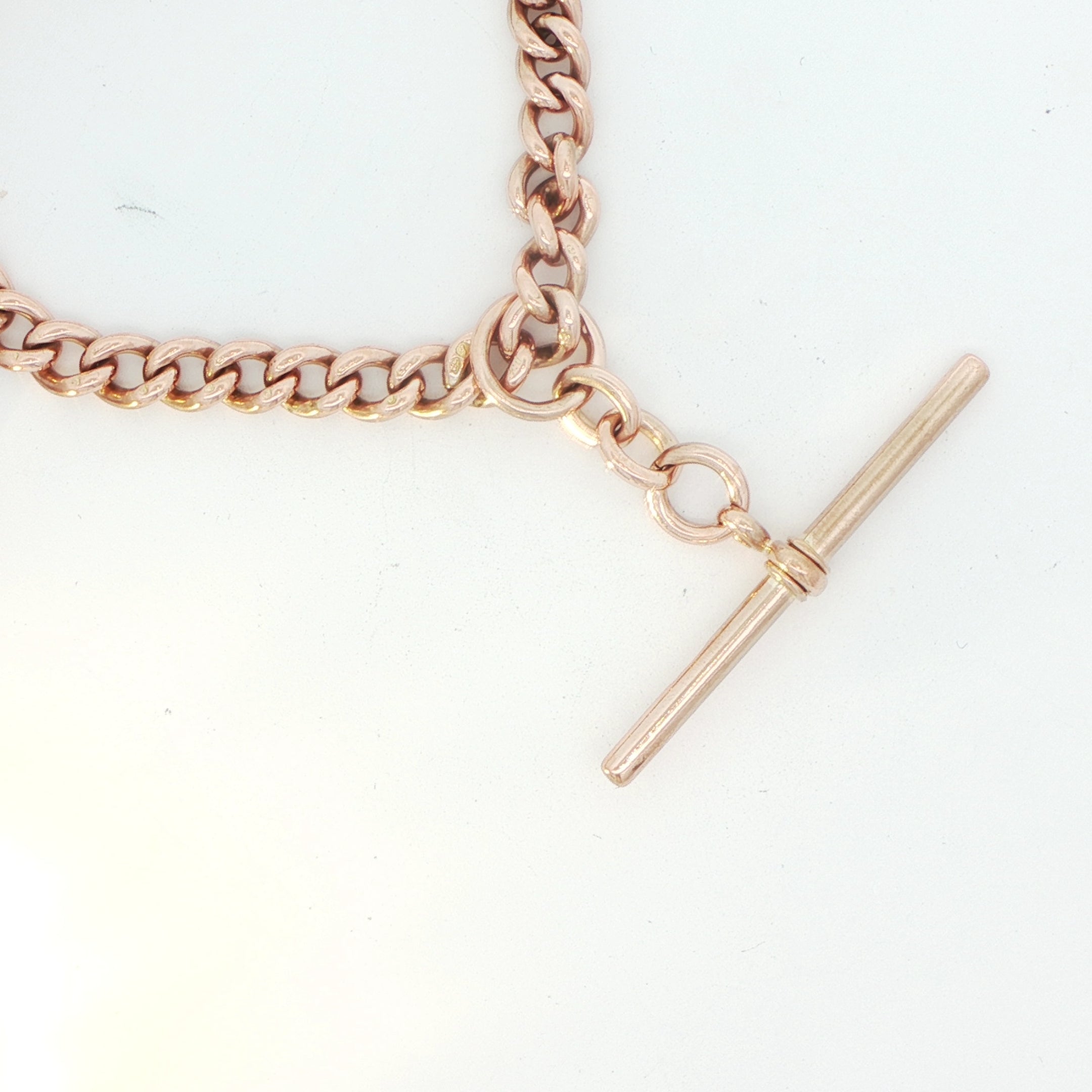 9 Carat Rose Gold Heavy Curb Chain with T-Bar