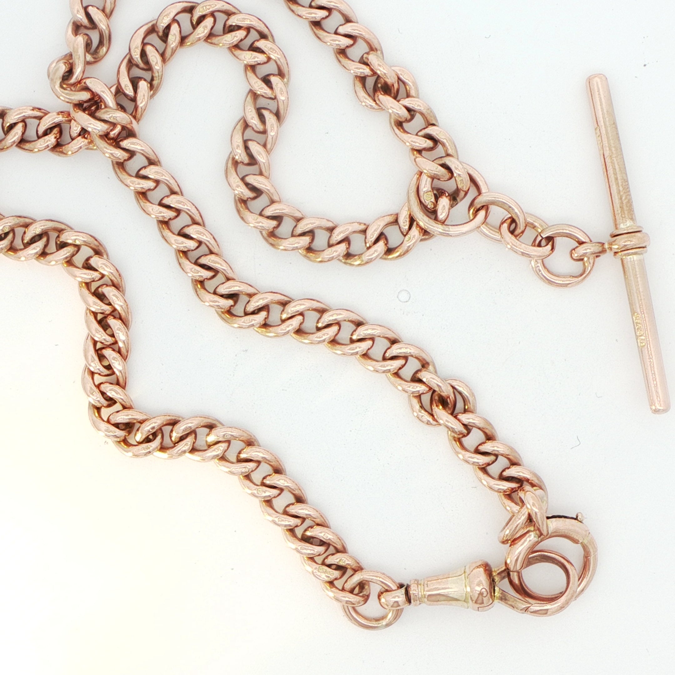 9 Carat Rose Gold Heavy Curb Chain with T-Bar
