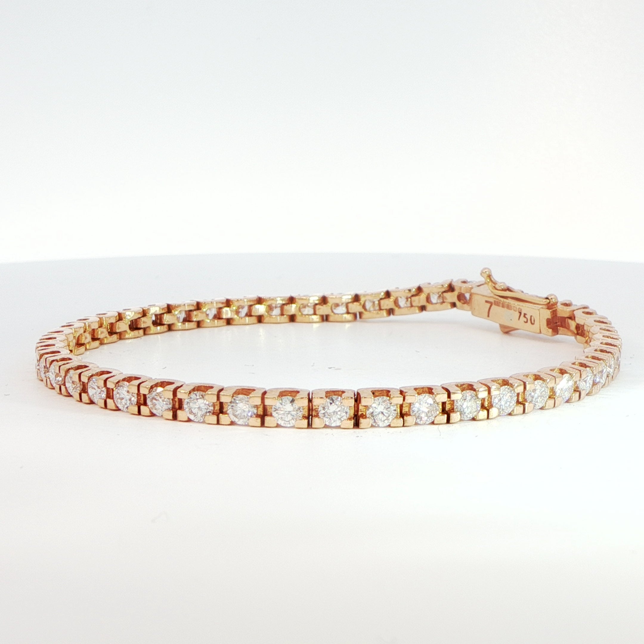 18 Carat Rose Gold Diamond Line Bracelet