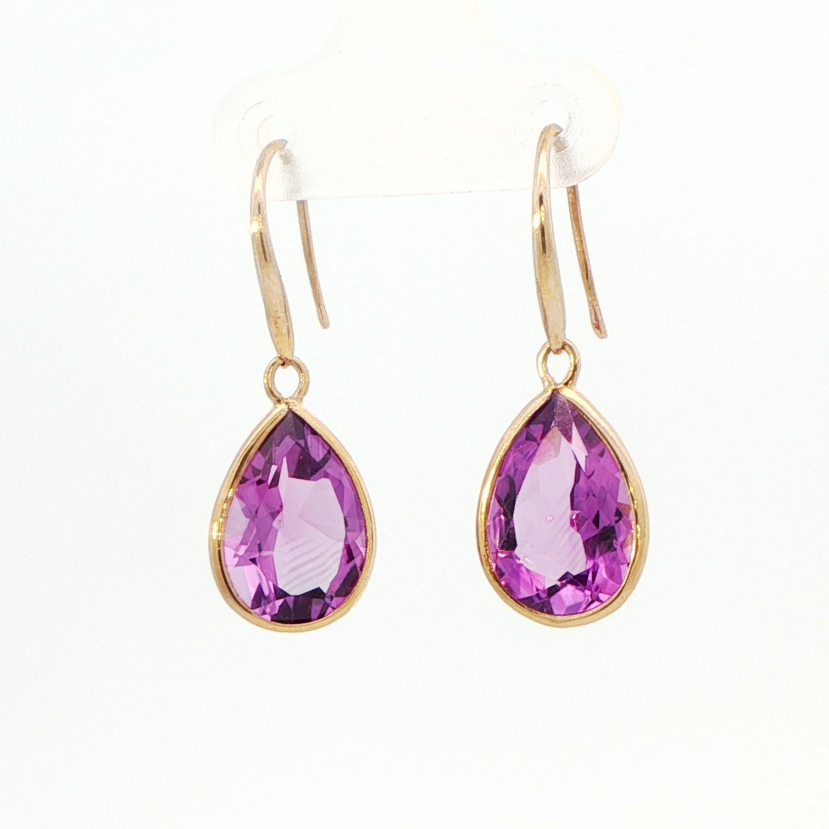9 Carat Yellow Gold Amethyst Drop Earrings