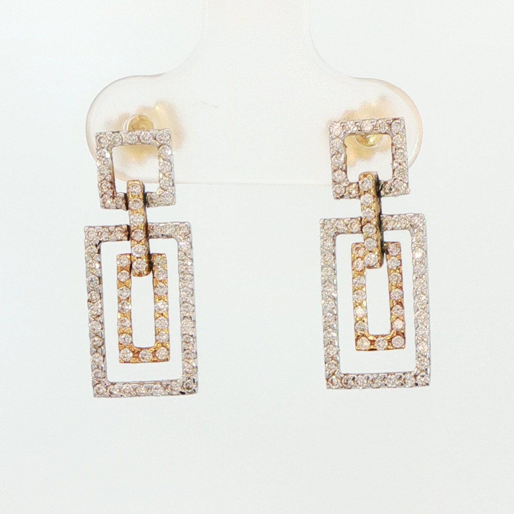 18 Carat Yellow and White Gold Diamond Earrings