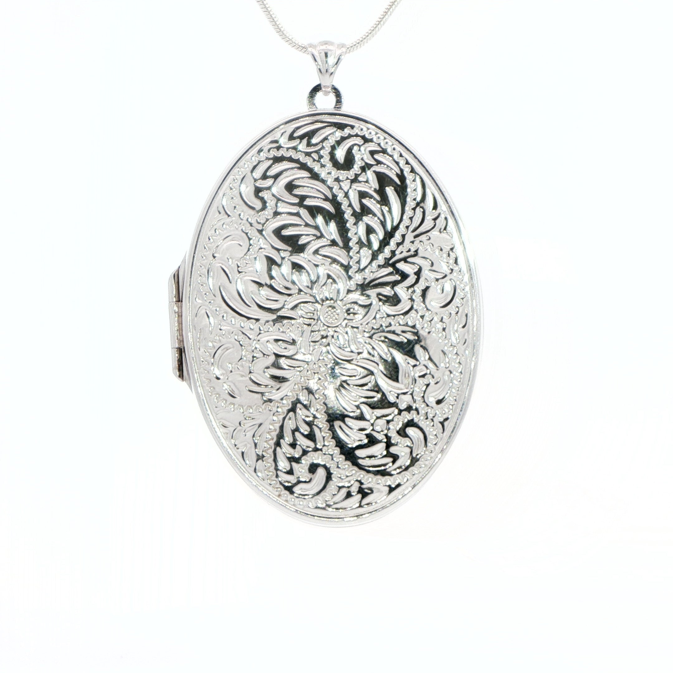 Silver Double Sided Locket on Chain