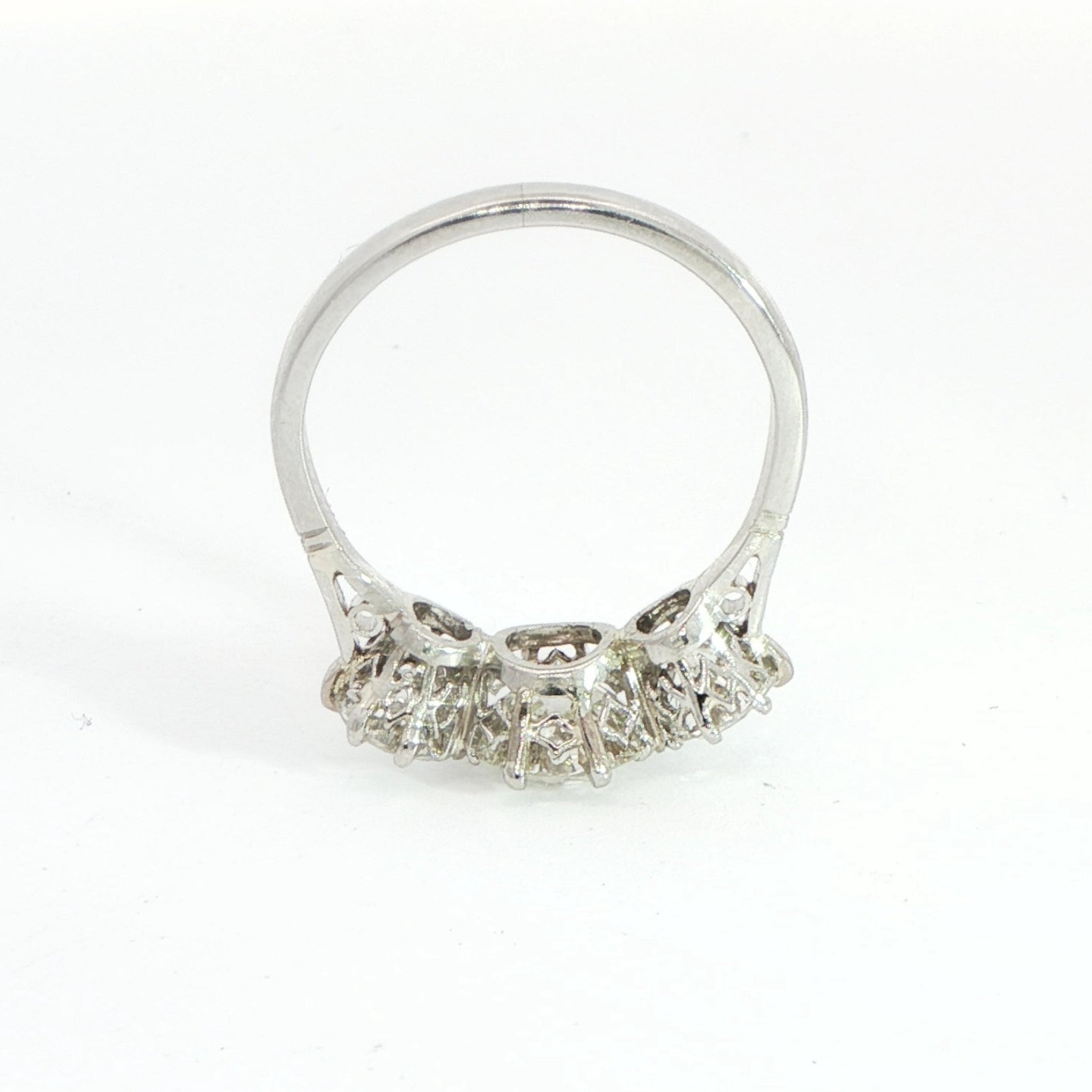 Platinum Three Stone Old Cut Diamond Ring 1.23ct