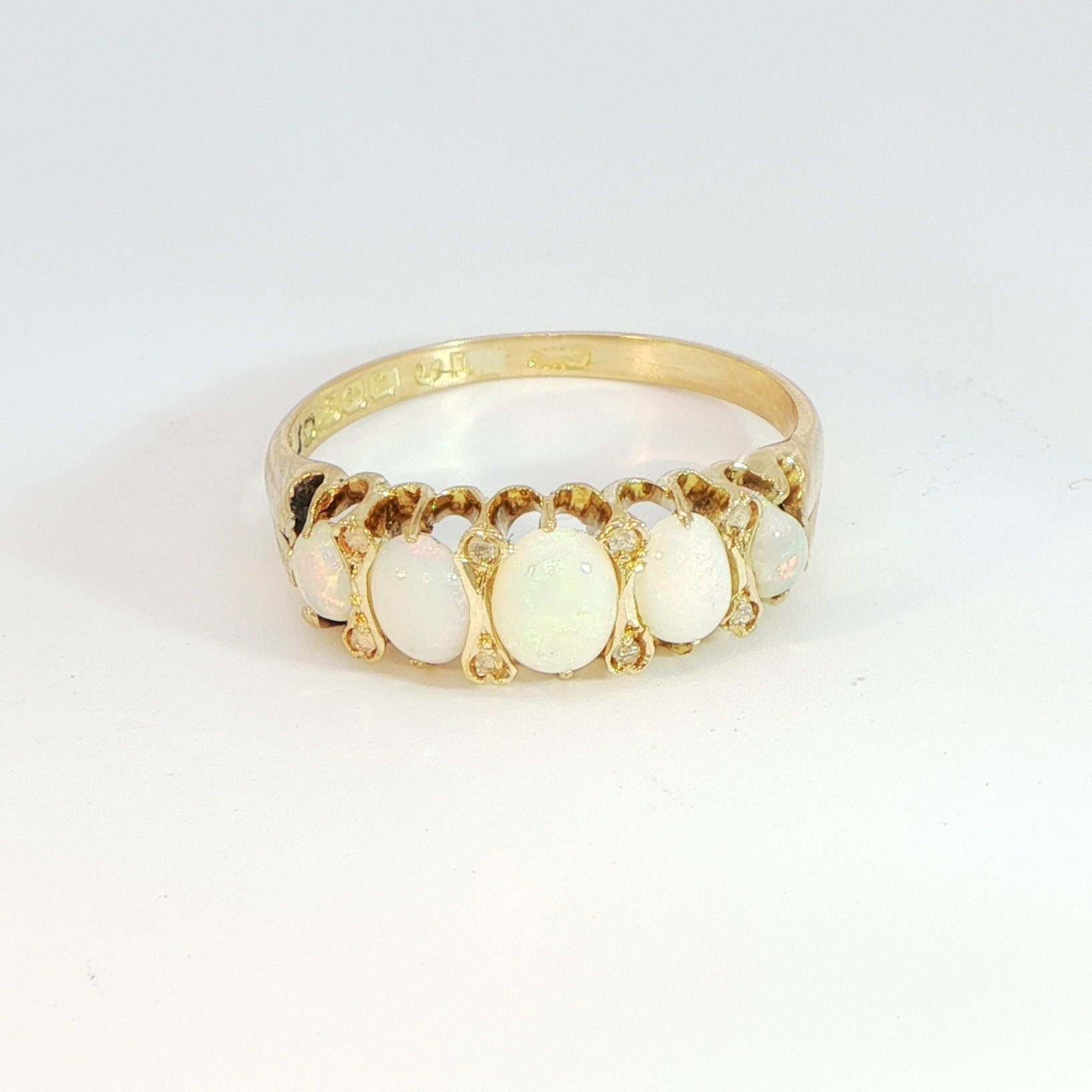 18 Carat Yellow Gold Opal and Diamond Ring