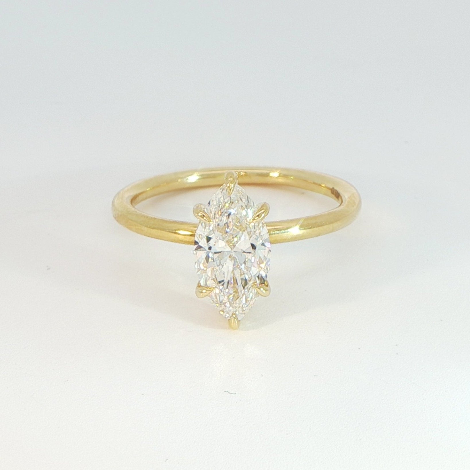 18 Carat Yellow Gold Laboratory Grown Marquise Diamond Solitaire