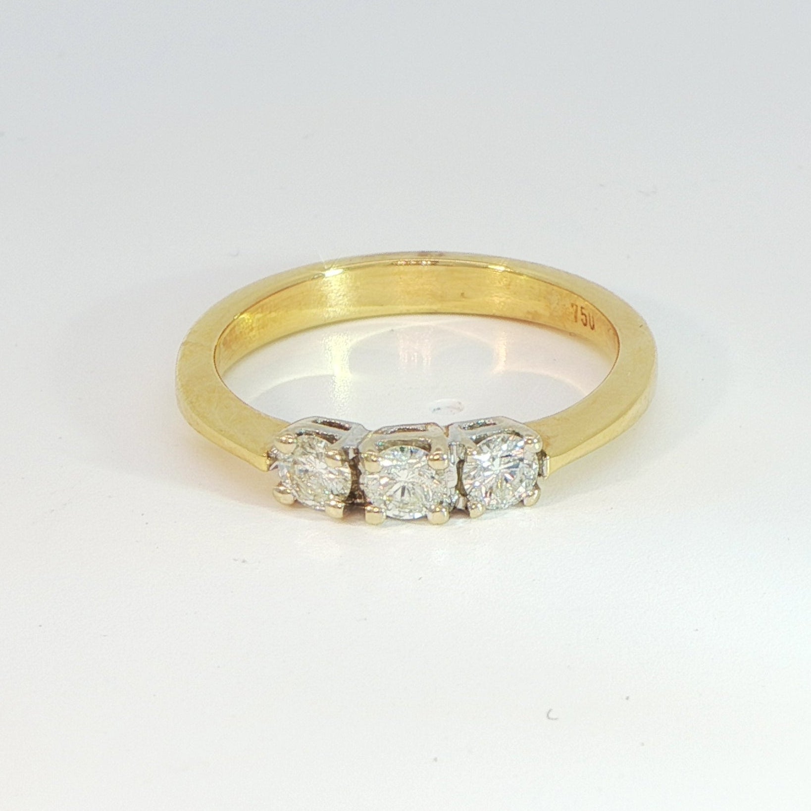 18 Carat Yellow Gold Diamond Three Stone Ring