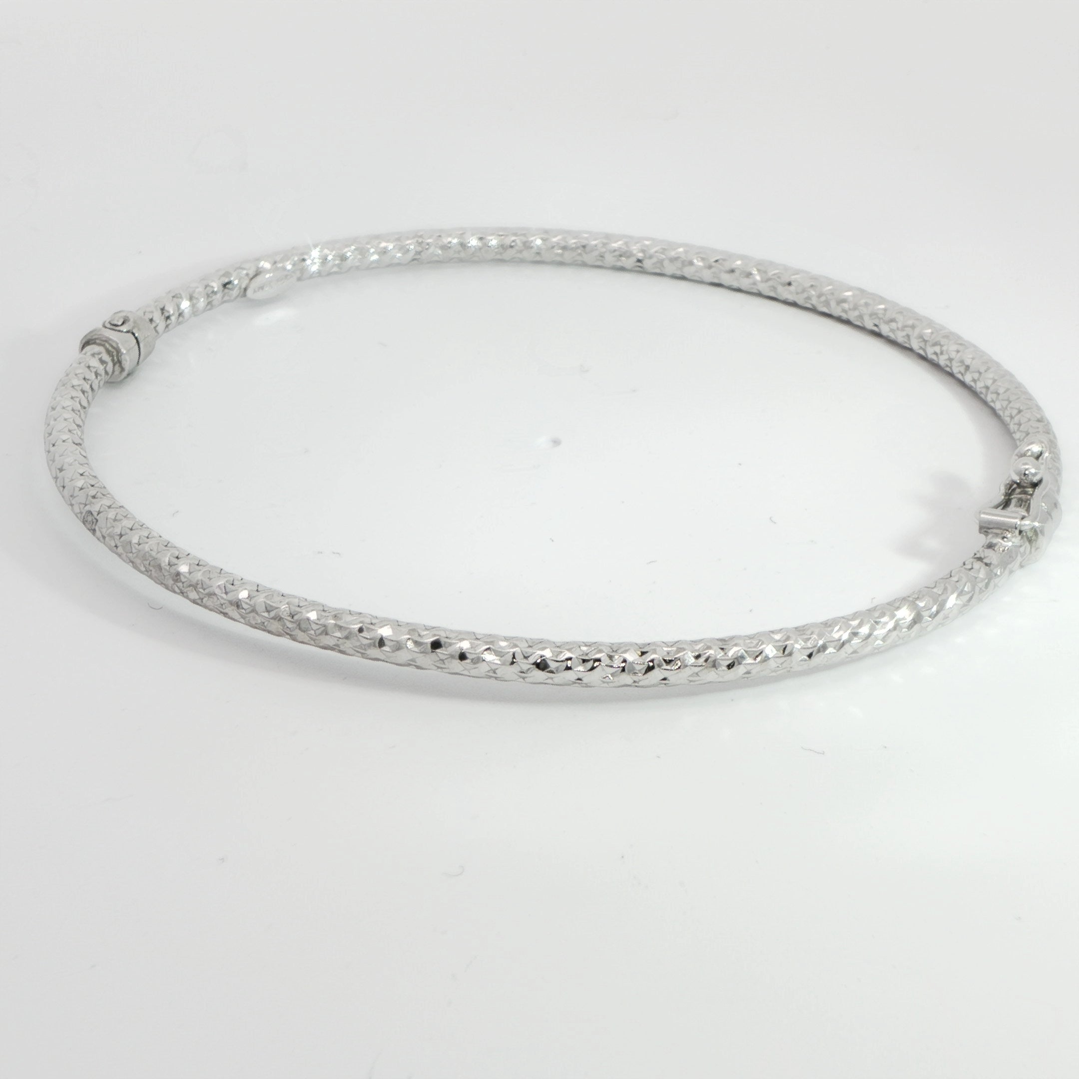 9 Carat White Gold Textured Bangle